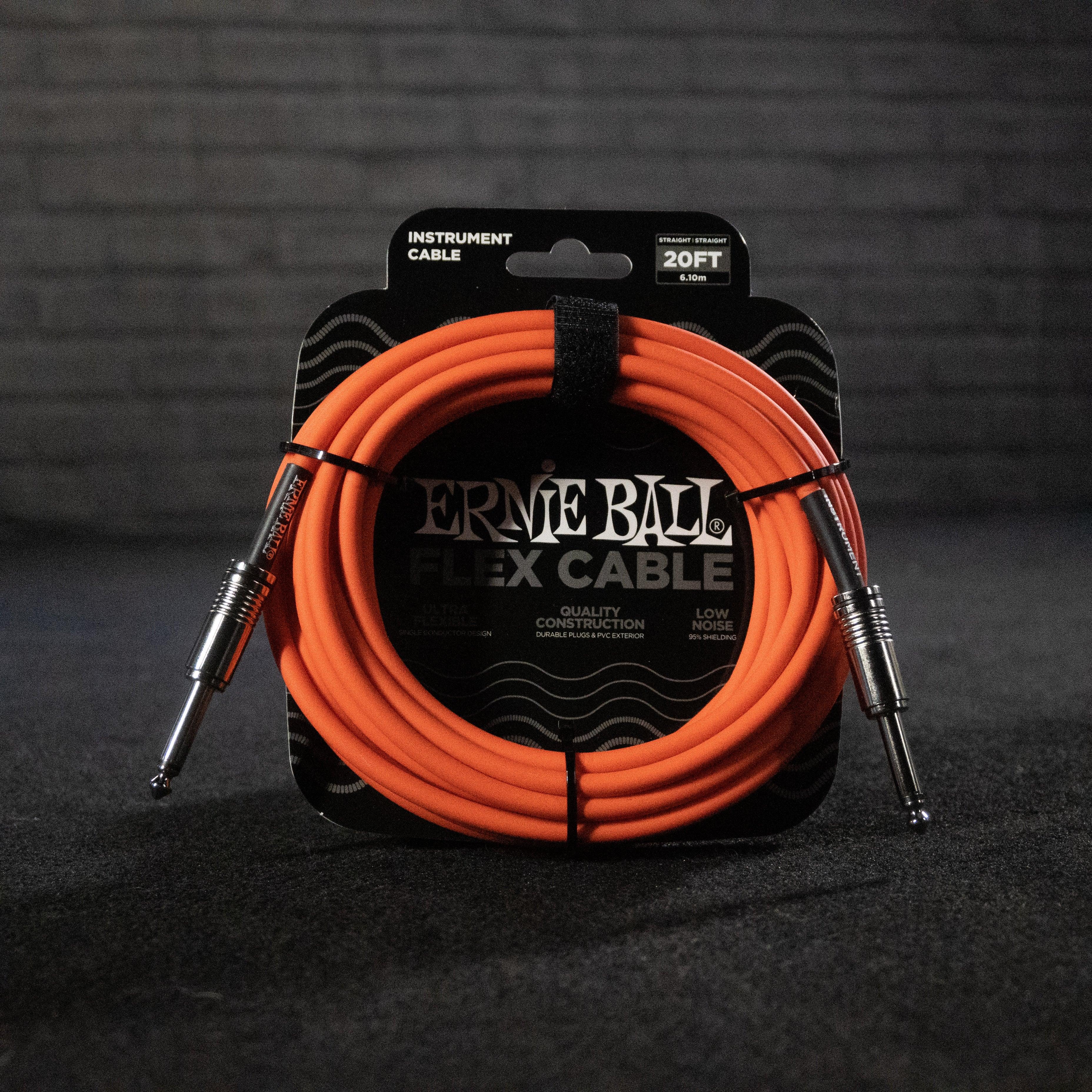 Ernie Ball Flex Instrument Cable Straight/Straight 20ft (Orange) - Impulse Music Co.