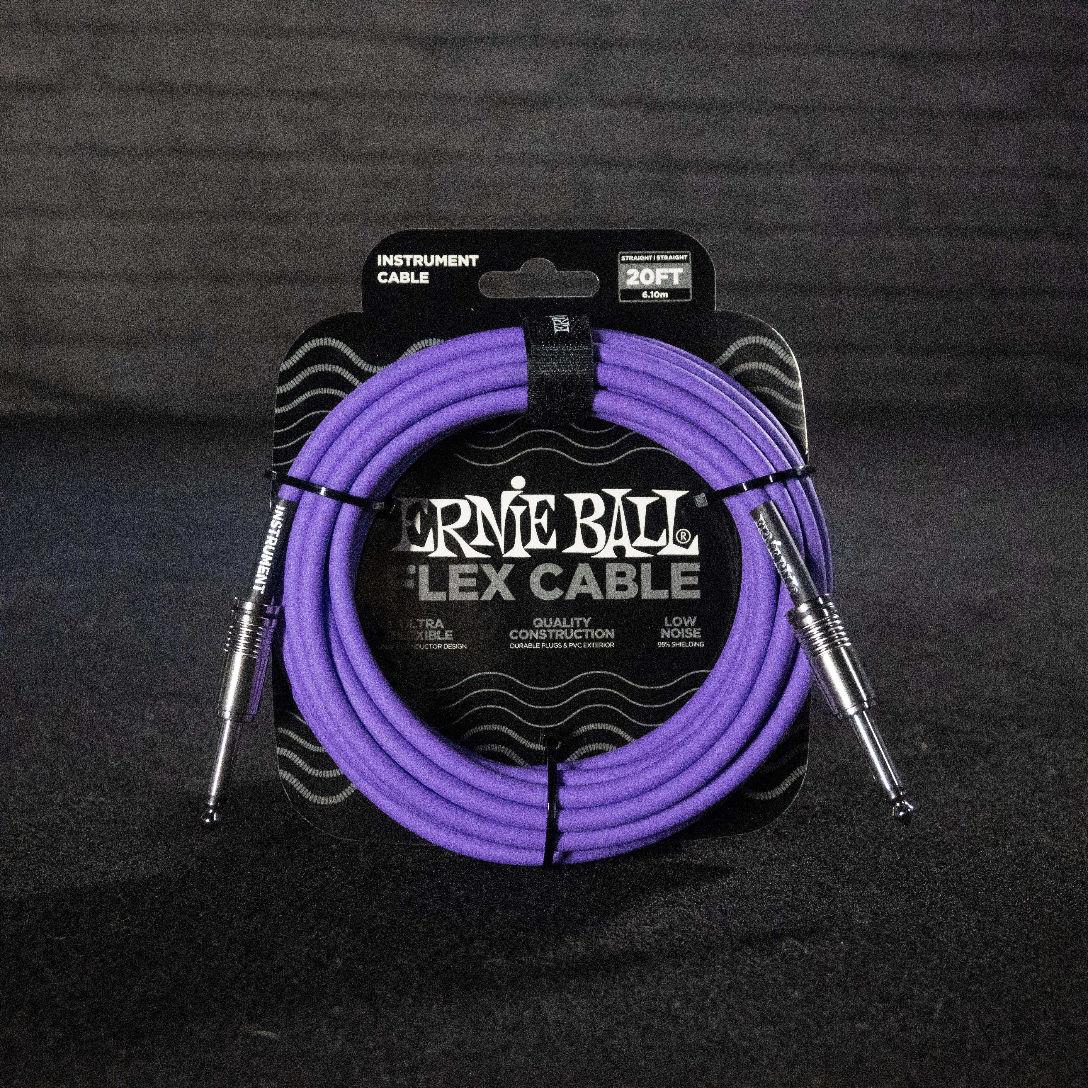 Ernie Ball Flex Instrument Cable Straight/Straight 20ft (Purple) - Impulse Music Co.