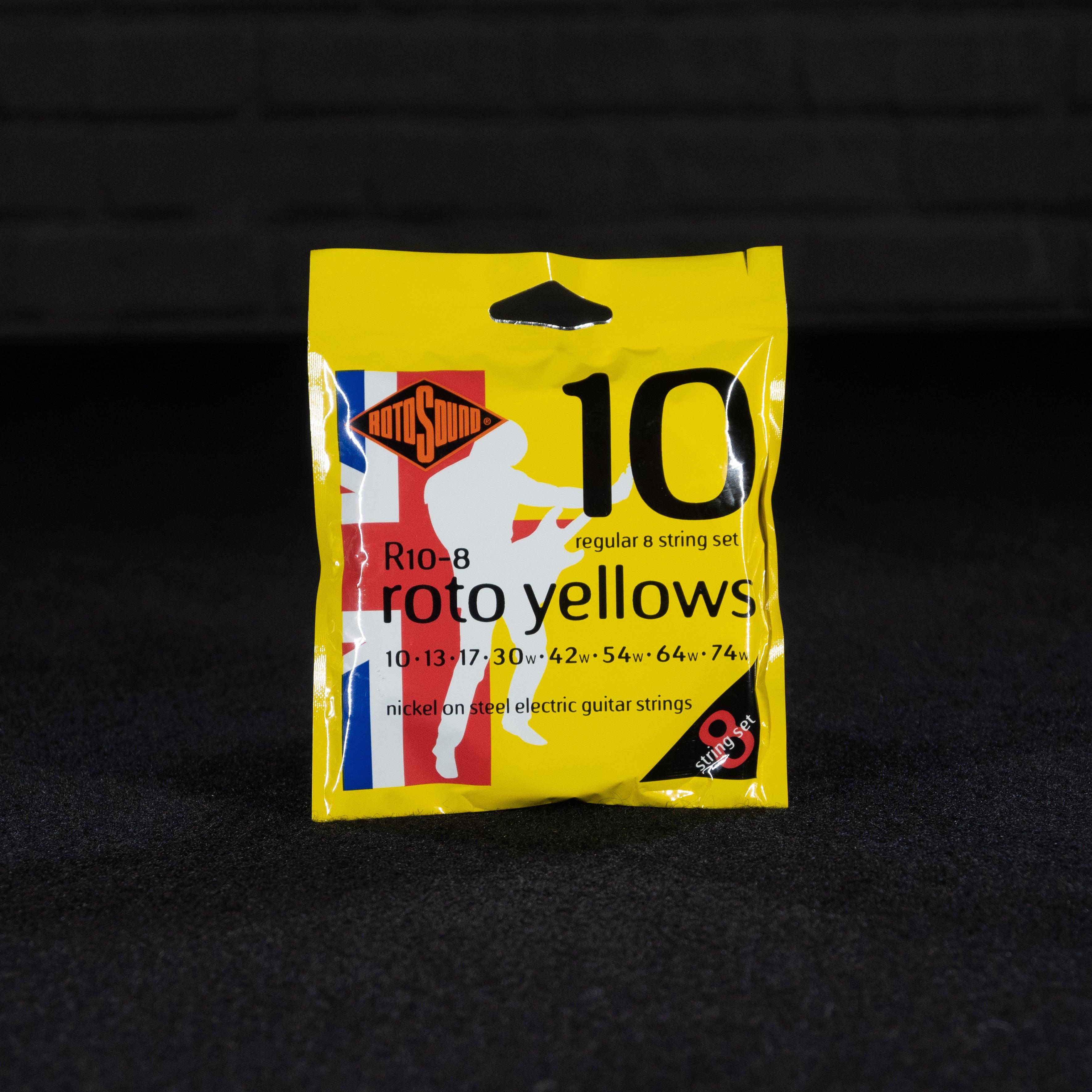 Rotosound Roto Yellows R10-8 8-String 10-74 Electric Guitar Strings - Impulse Music Co.