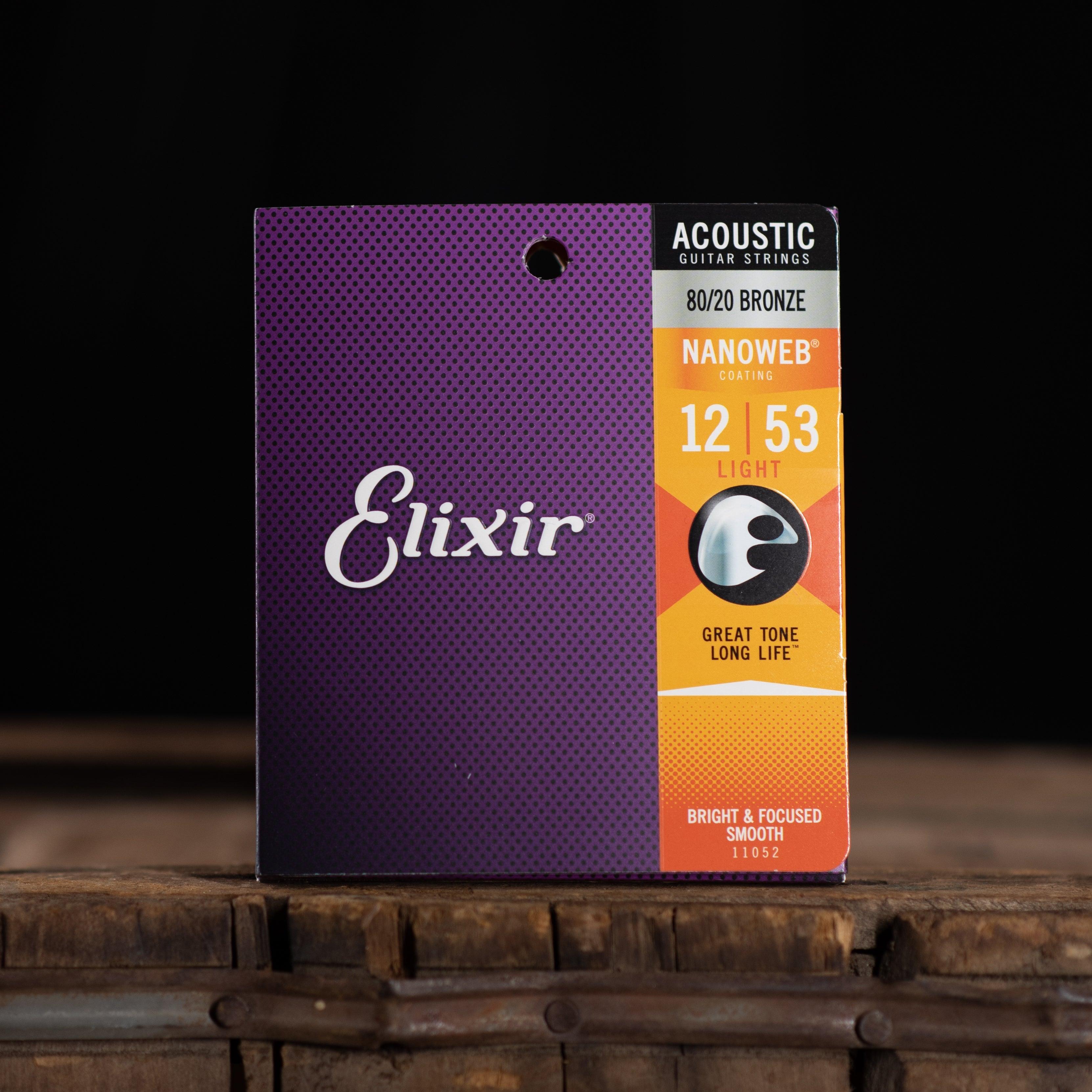 Elixir Strings Nanoweb 80/20 Acoustic Guitar Strings - .012-.53 Light - Impulse Music Co.