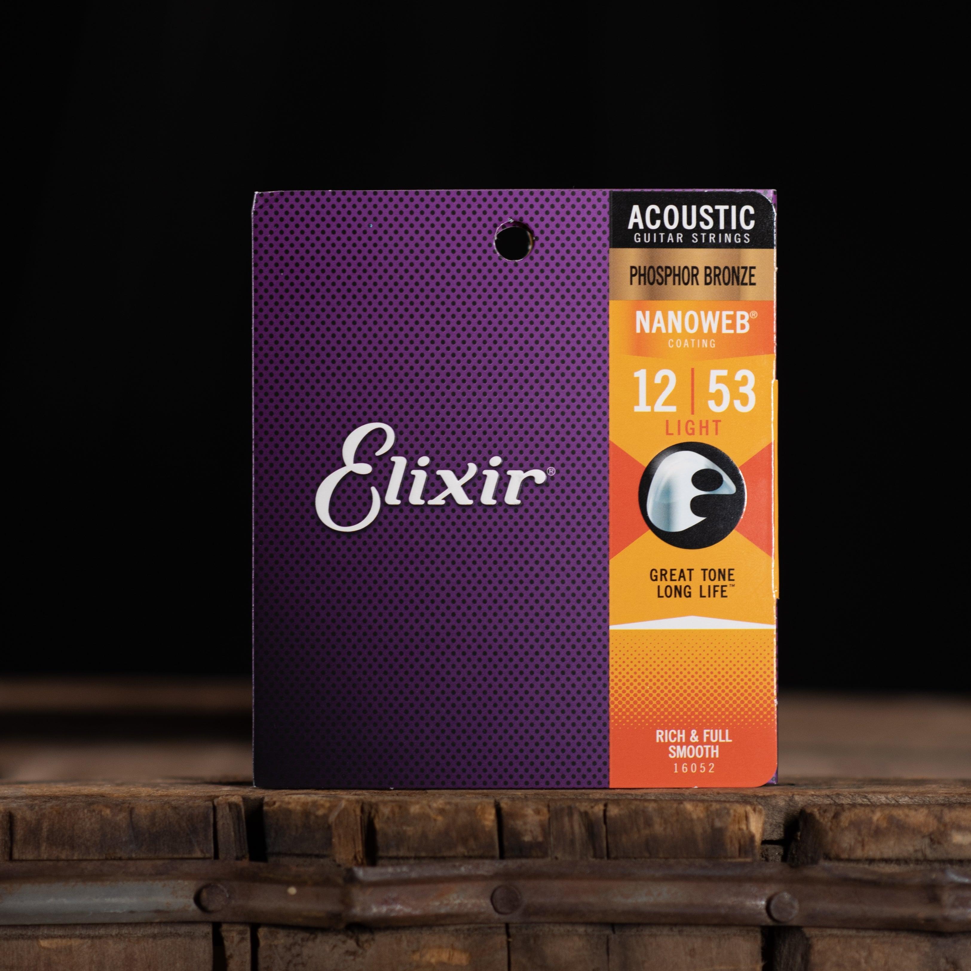 Elixir Strings Nanoweb Phosphor Bronze Acoustic Guitar Strings - .012-.053 Light - Impulse Music Co.