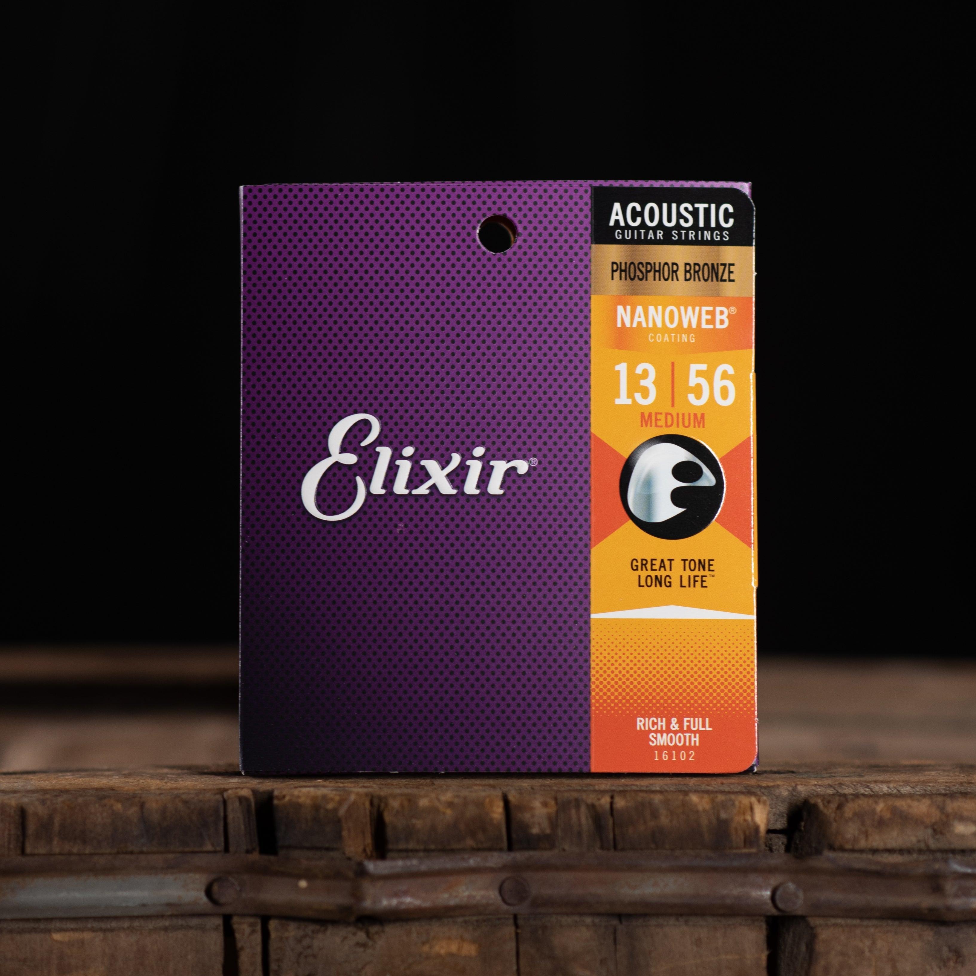 Elixir Strings Nanoweb Phosphor Bronze Acoustic Guitar Strings - .013-.056 Medium - Impulse Music Co.