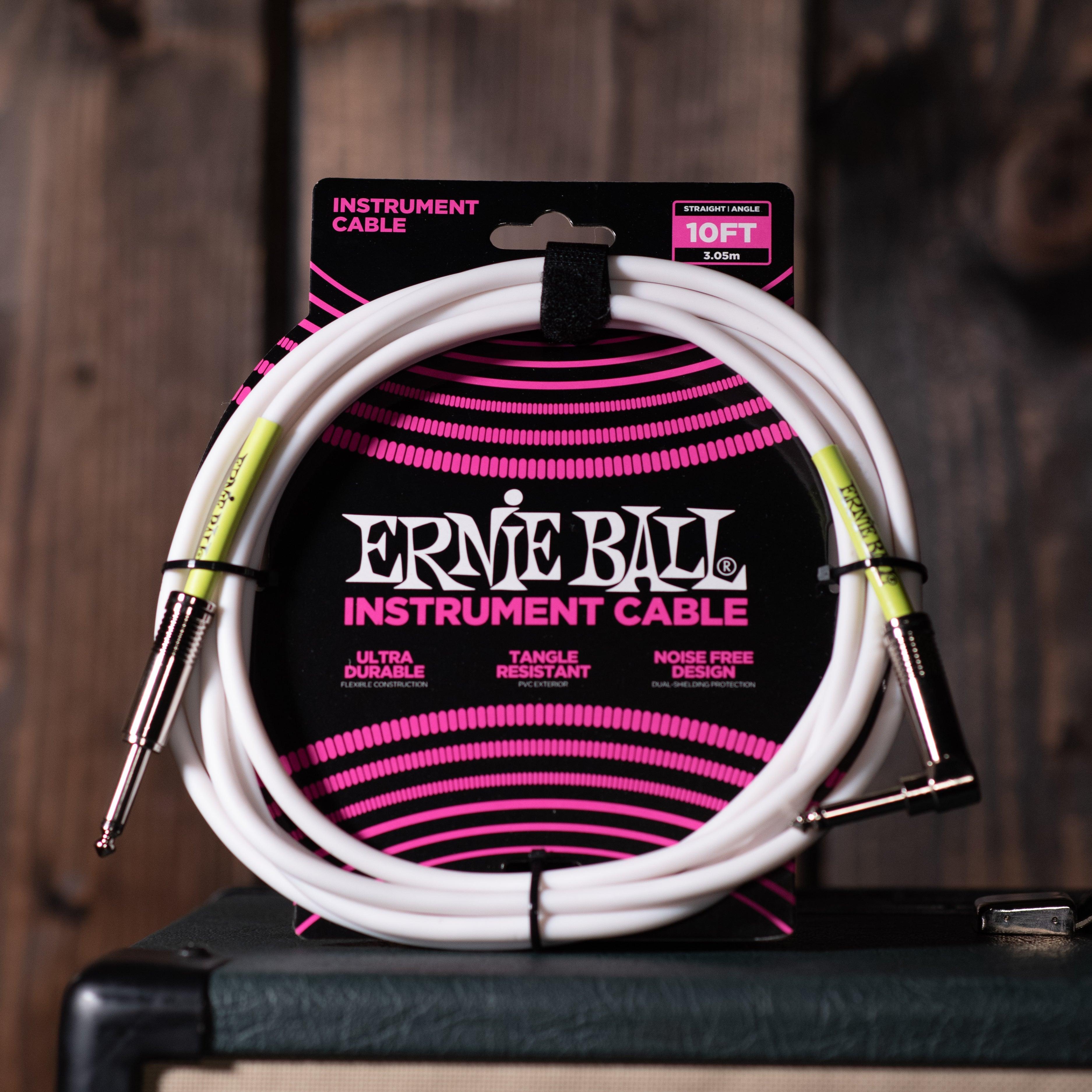 Ernie Ball Instrument Cable White 10 ft. - Impulse Music Co.