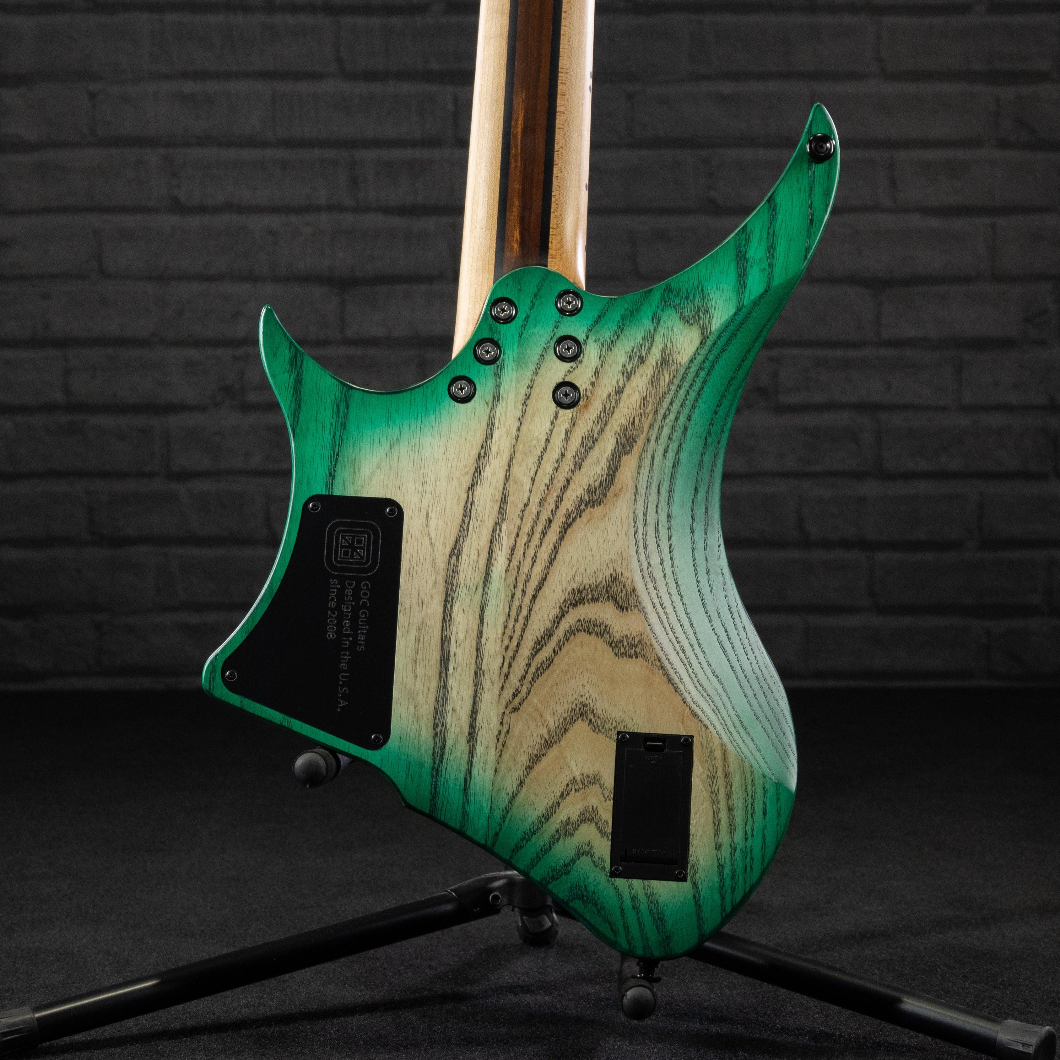GOC E Series Materia 7 Headless 7-String(Emerald Burl Burst) - Impulse Music Co.