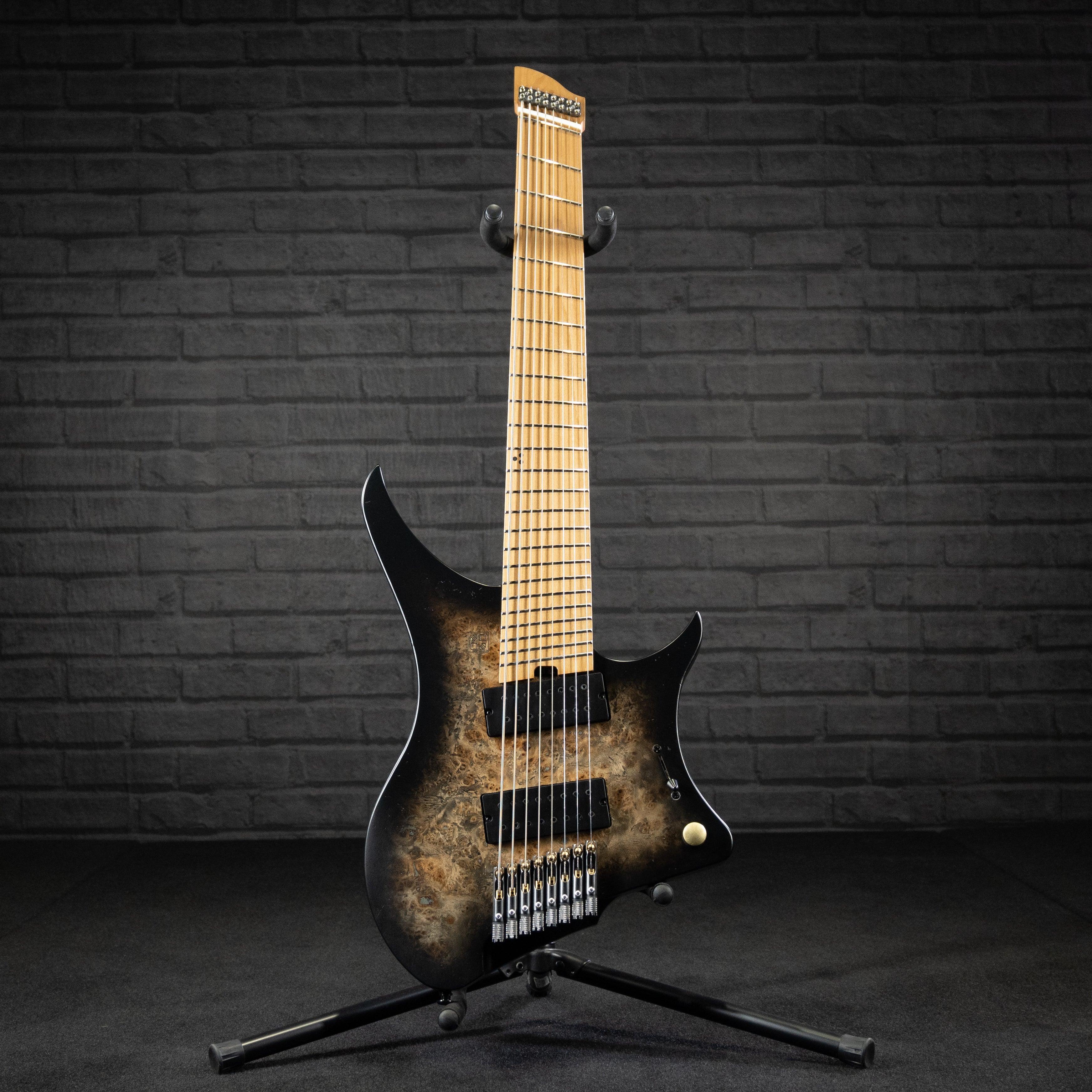 GOC E Series Materia 8 Headless 8-String(Black Burl Burst) - Impulse Music Co.