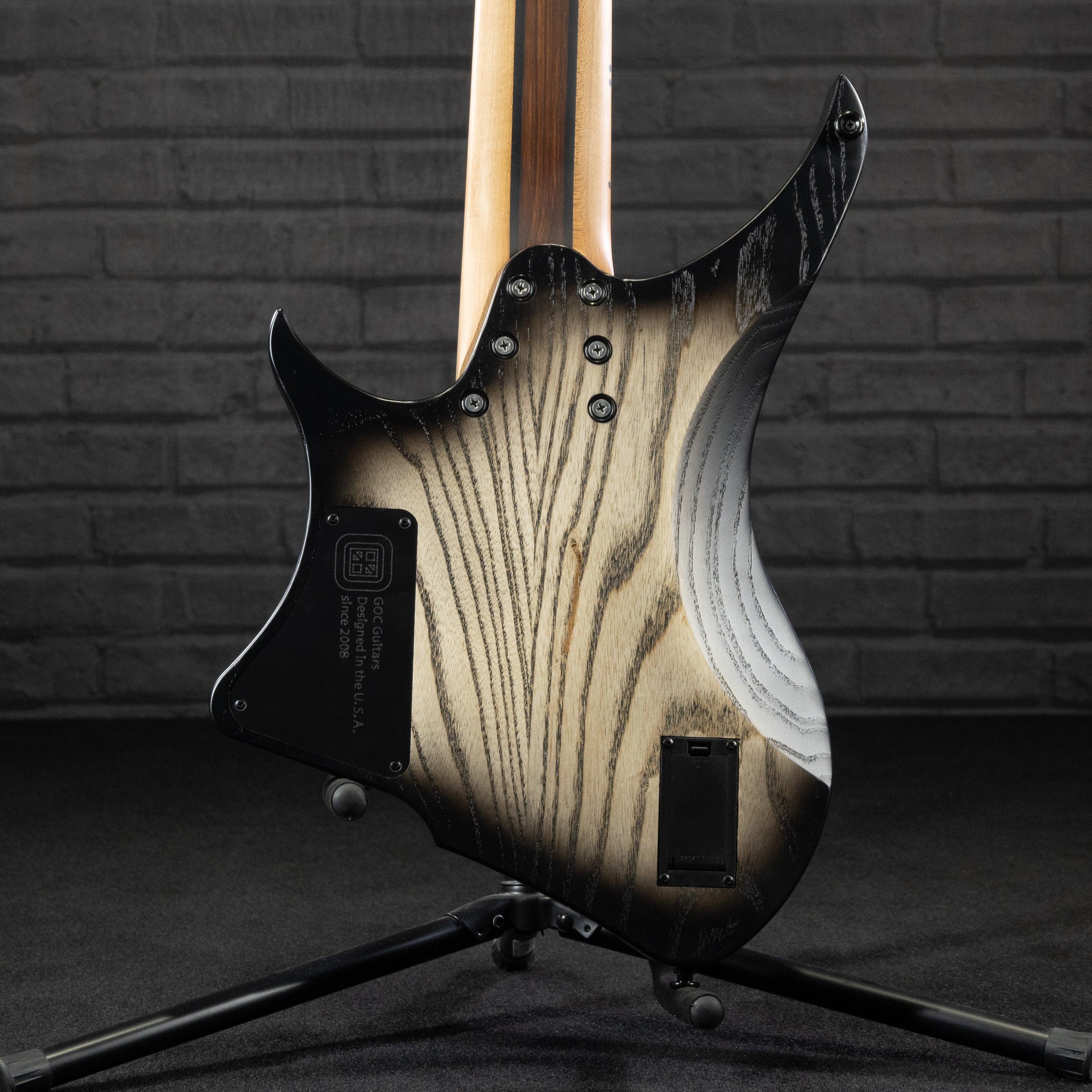 GOC E Series Materia 8 Headless 8-String(Black Burl Burst) - Impulse Music Co.