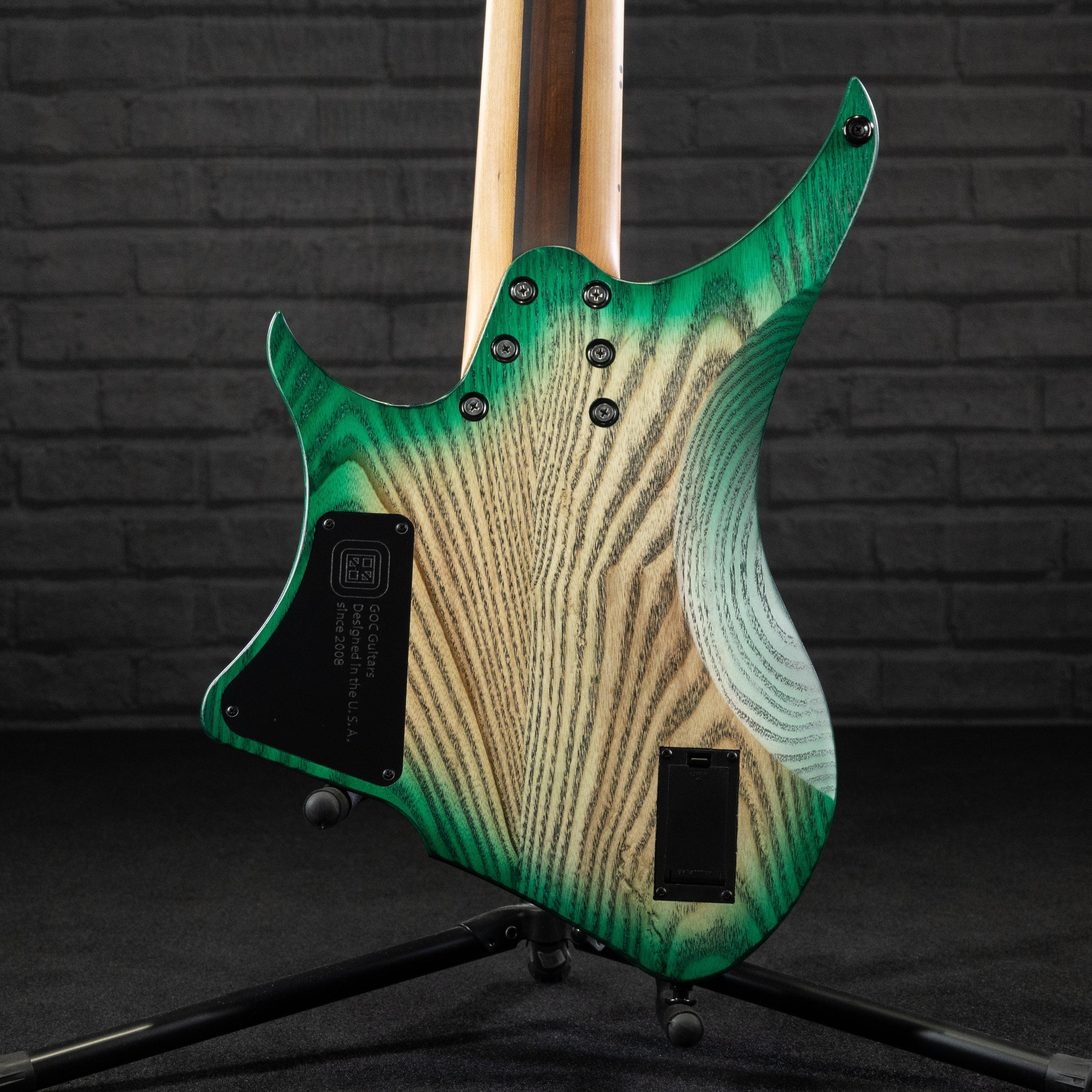 GOC E Series Materia 8 Headless 8-String(Emerald Burl Burst) - Impulse Music Co.