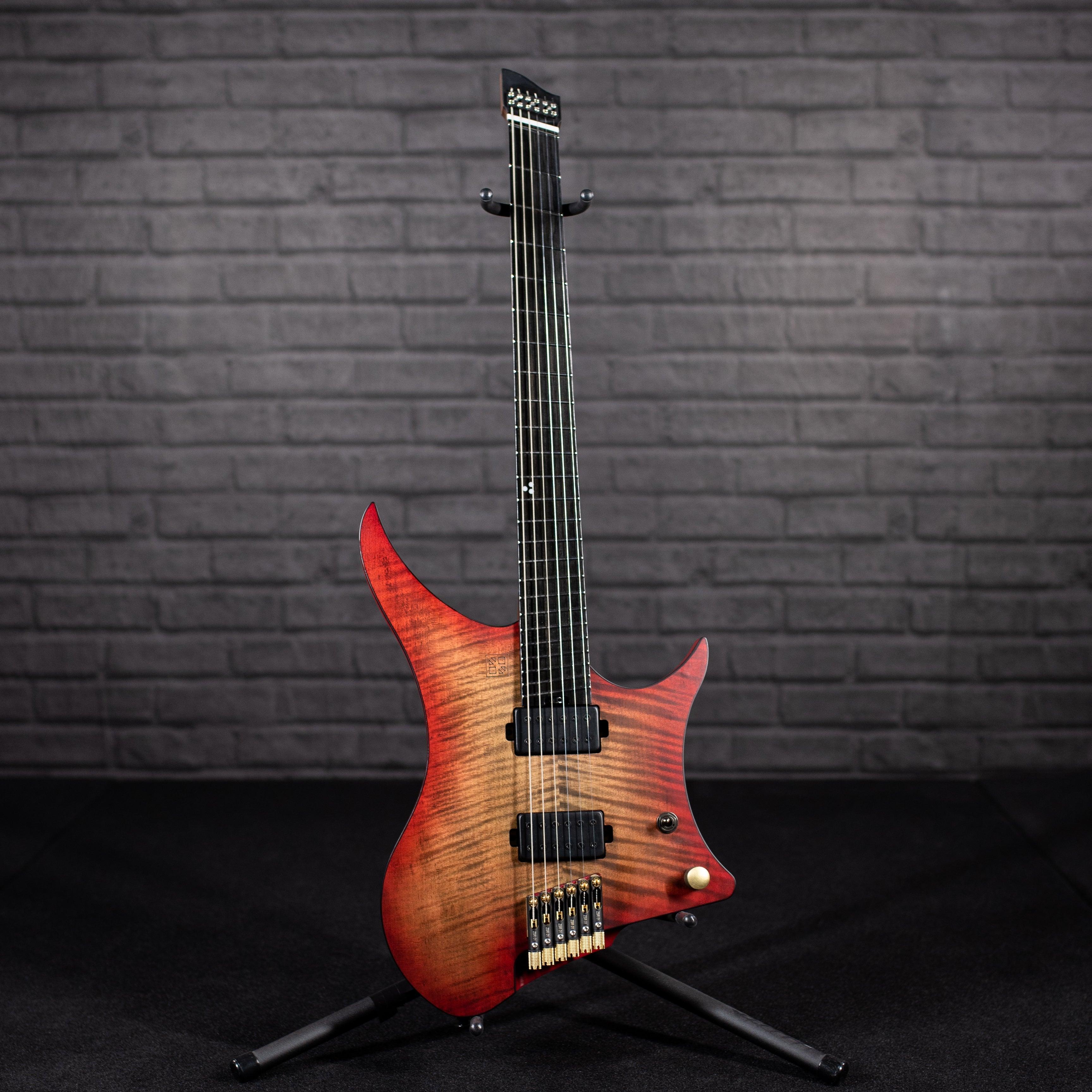 GOC Materia Headless 6 String (Red Flame Maple) - Impulse Music Co.