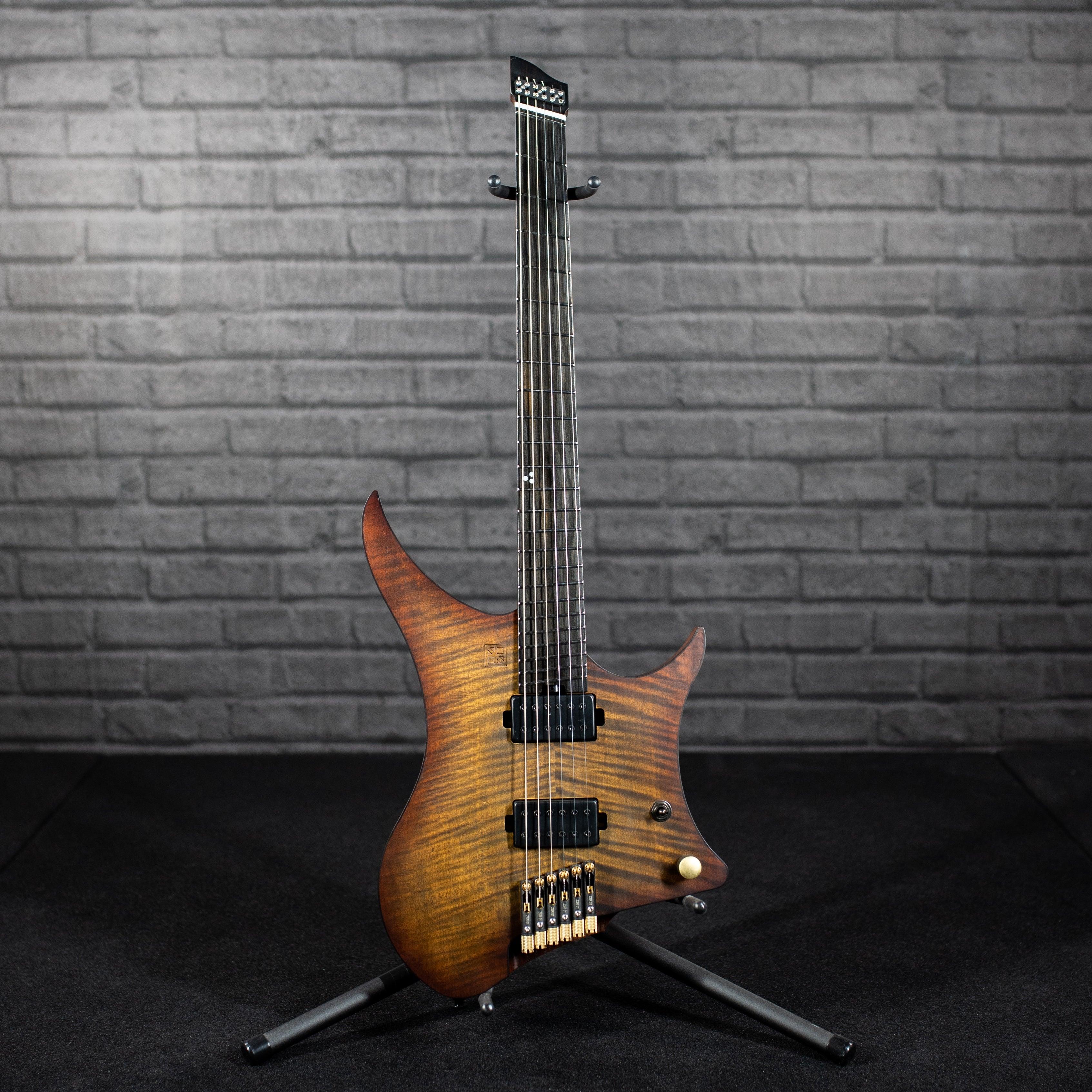 GOC Materia Headless Guitar 6 String (Worn Red Burst) - Impulse Music Co.
