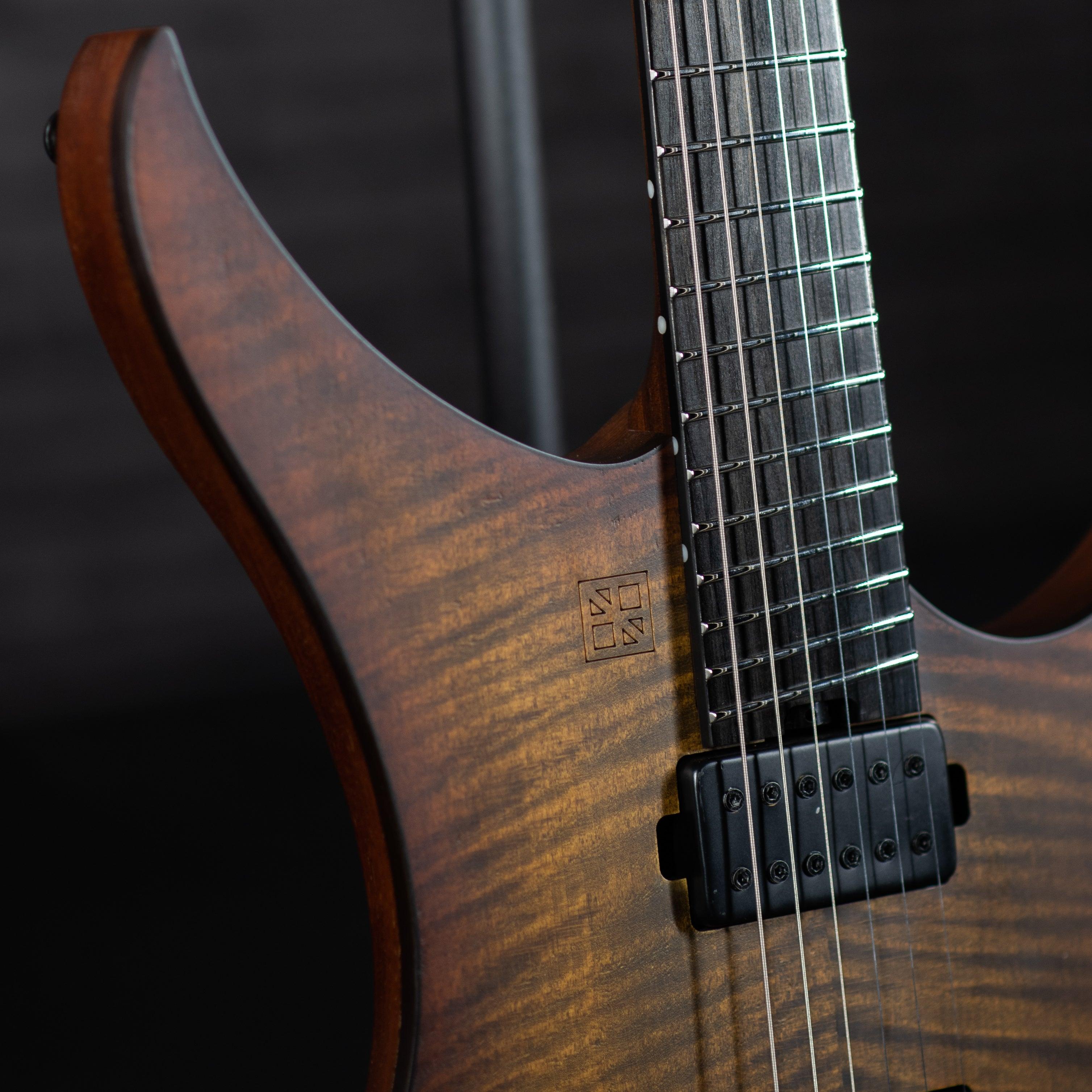 GOC Materia Headless Guitar 6 String (Worn Red Burst) - Impulse Music Co.