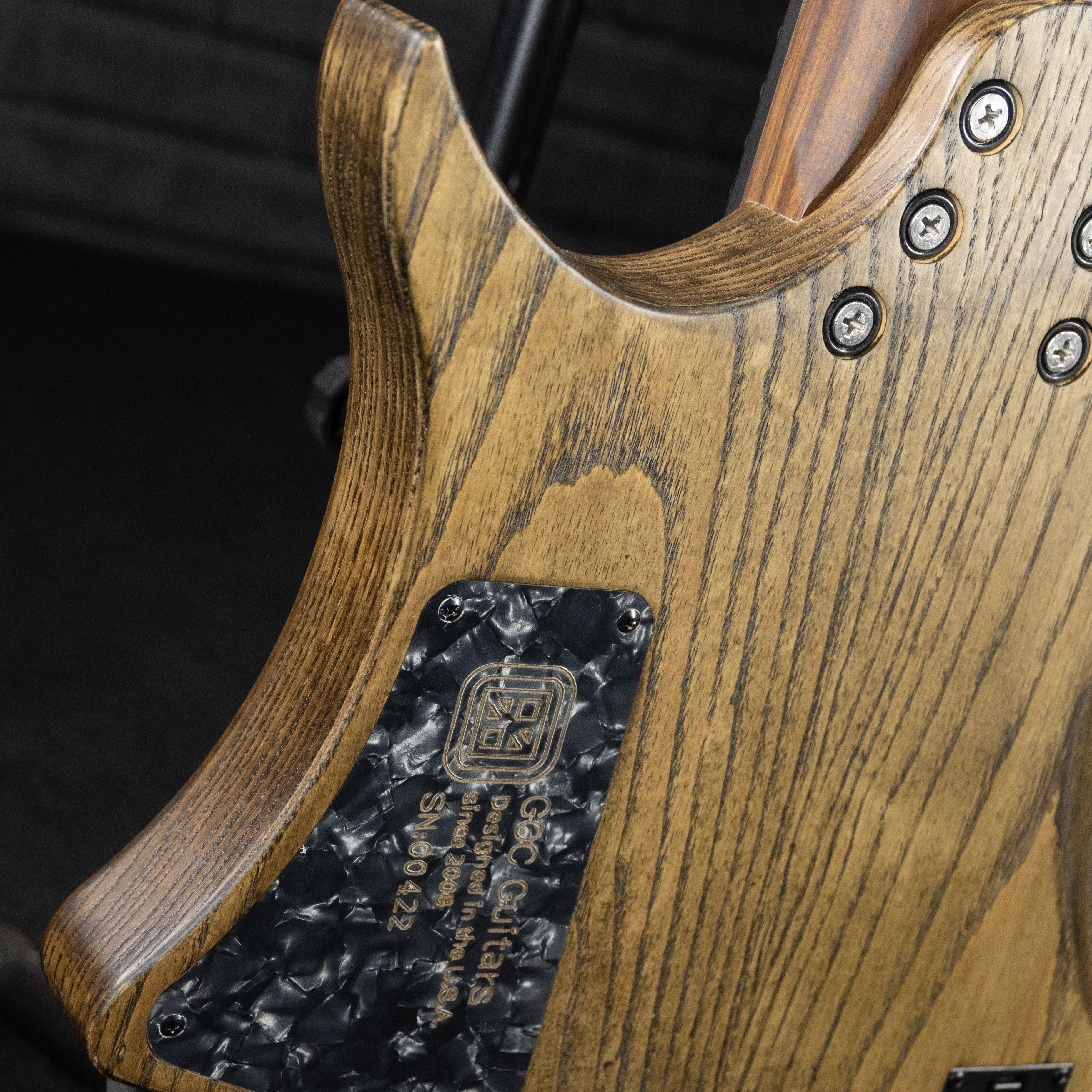 GOC Materia Headless Guitar 7 String E Series (Golden Camphor Burl) #00422 - Impulse Music Co.