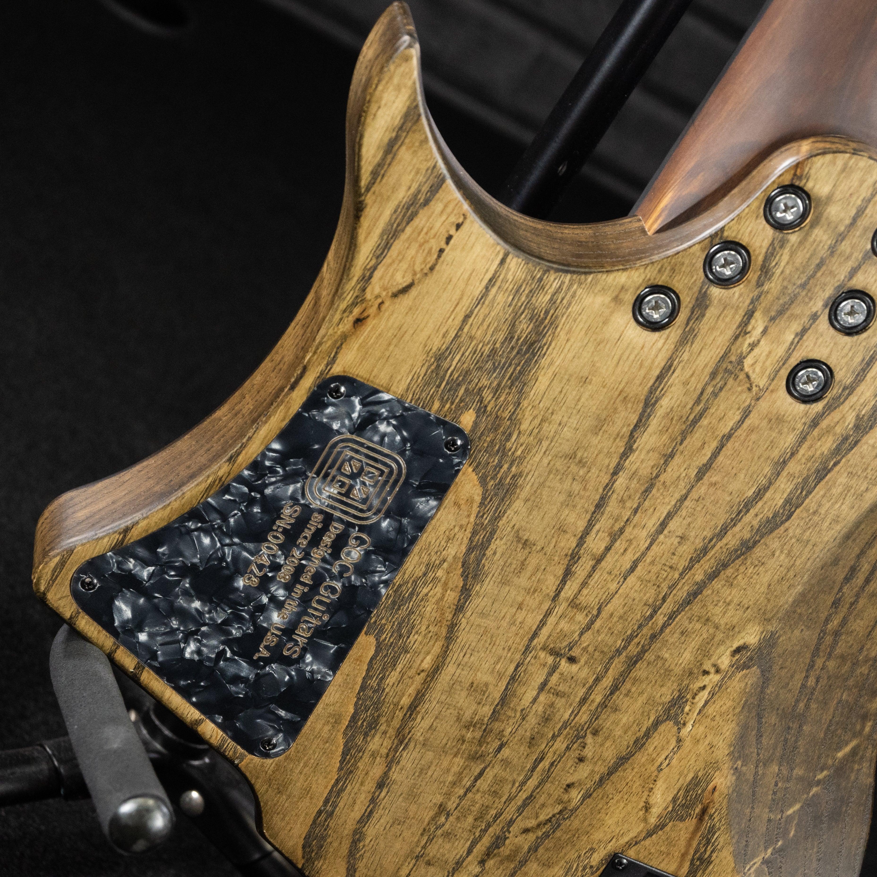 GOC Materia Headless Guitar 7 String E Series (Worn Red Flame) #00423 - Impulse Music Co.