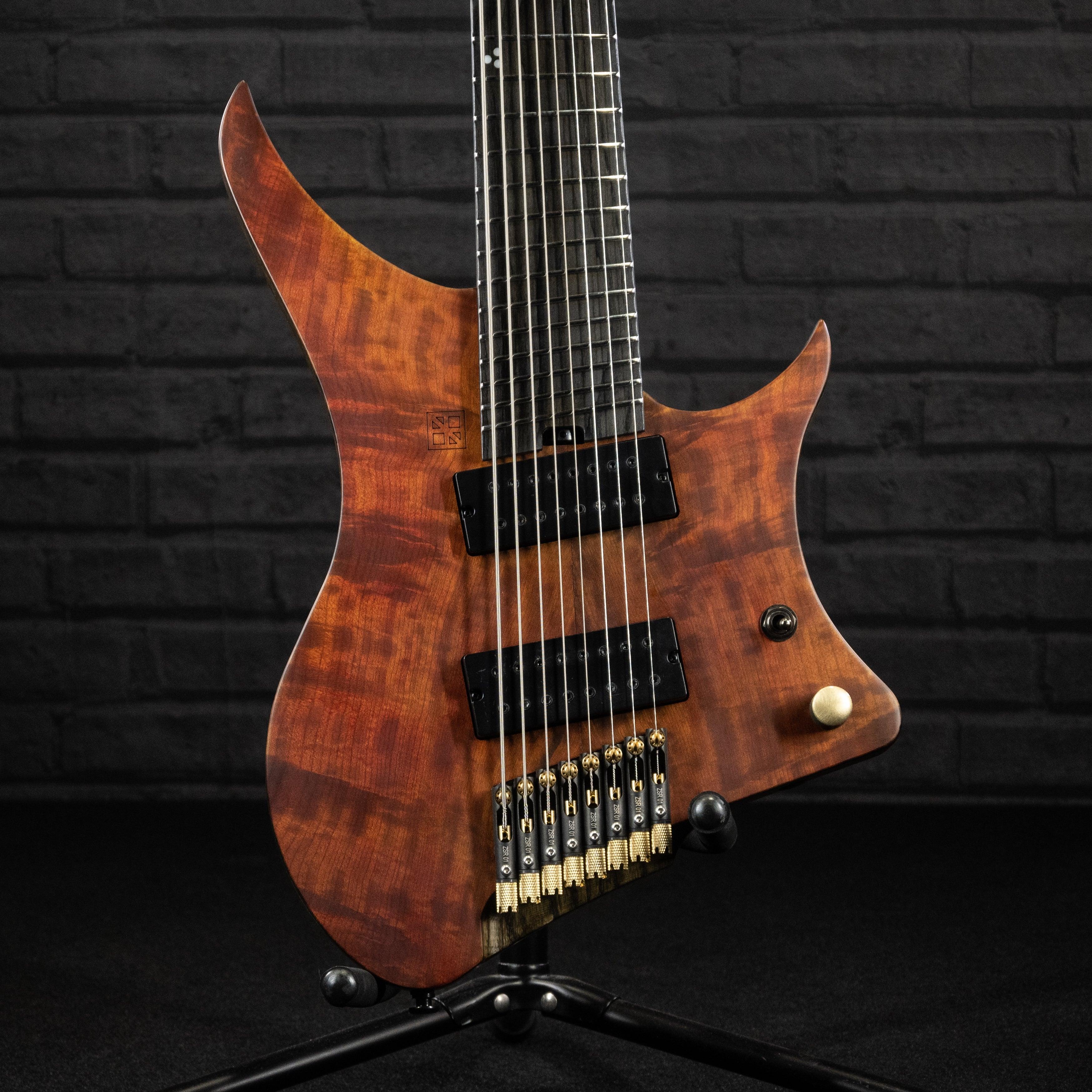 GOC Materia Headless Guitar 8 String E Series (Worn Red Flame) #00424 - Impulse Music Co.