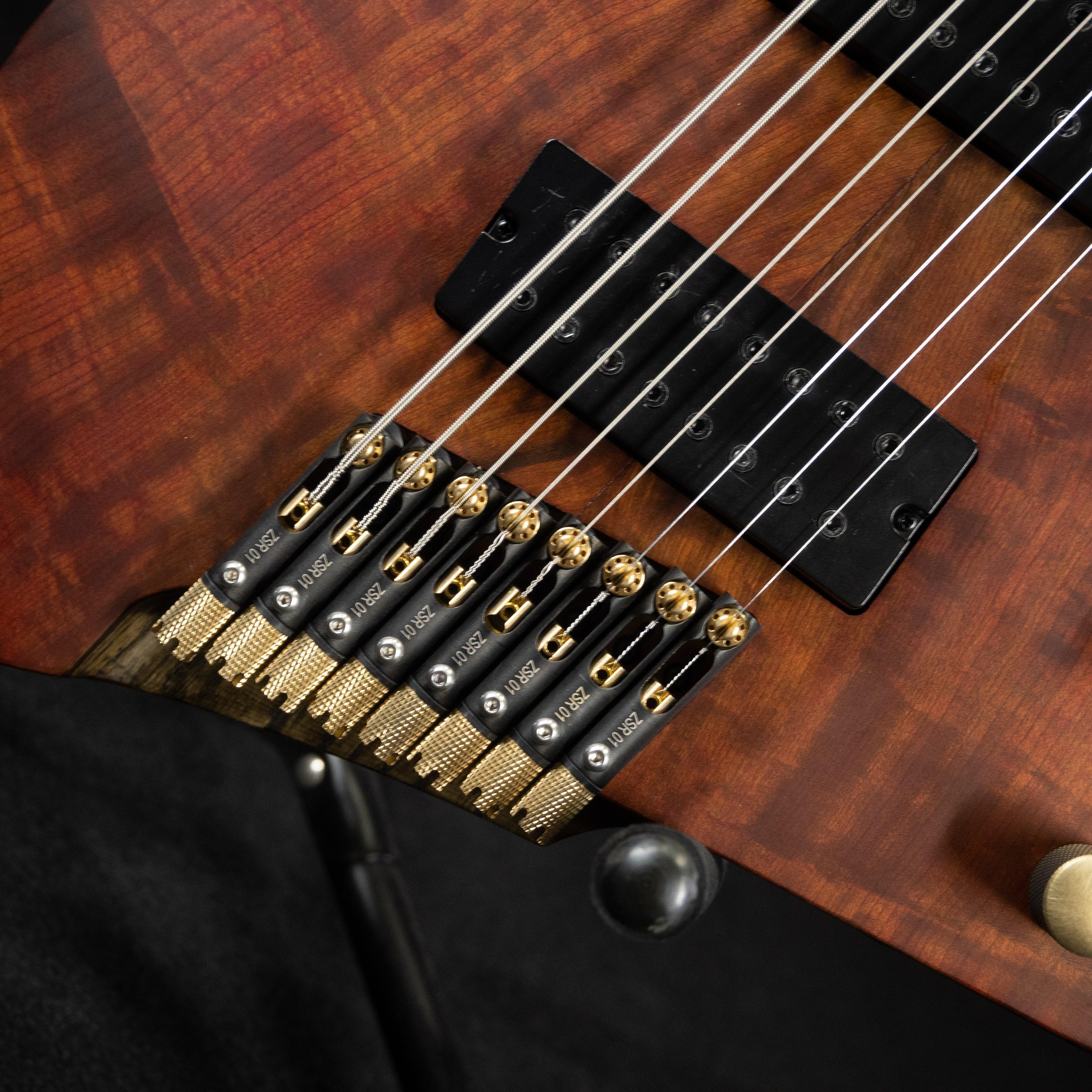 GOC Materia Headless Guitar 8 String E Series (Worn Red Flame) #00424 - Impulse Music Co.