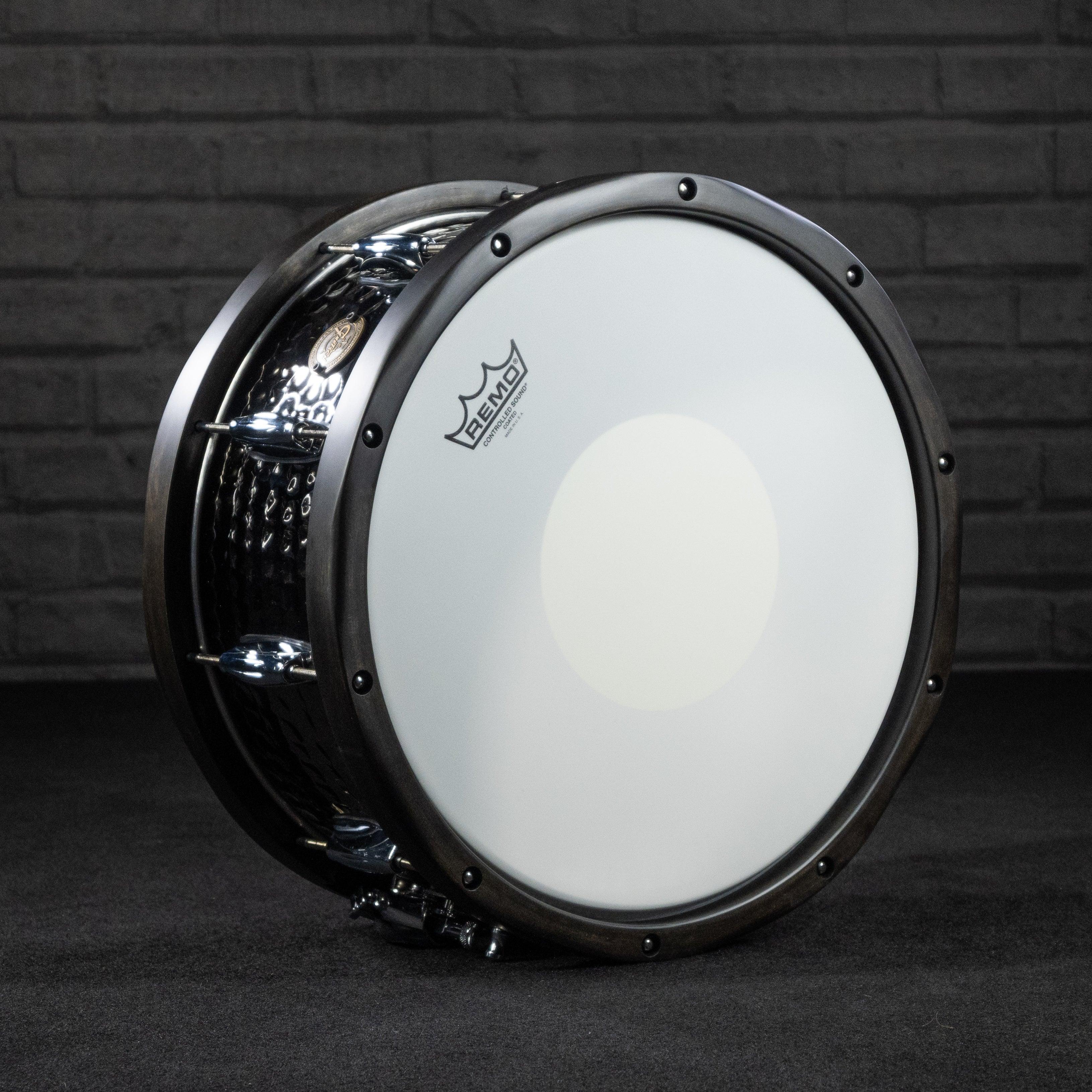 Gretsch Drums 6.5X14 Hammered Black Steel Wood Hoop Snare Drum - Impulse Music Co.