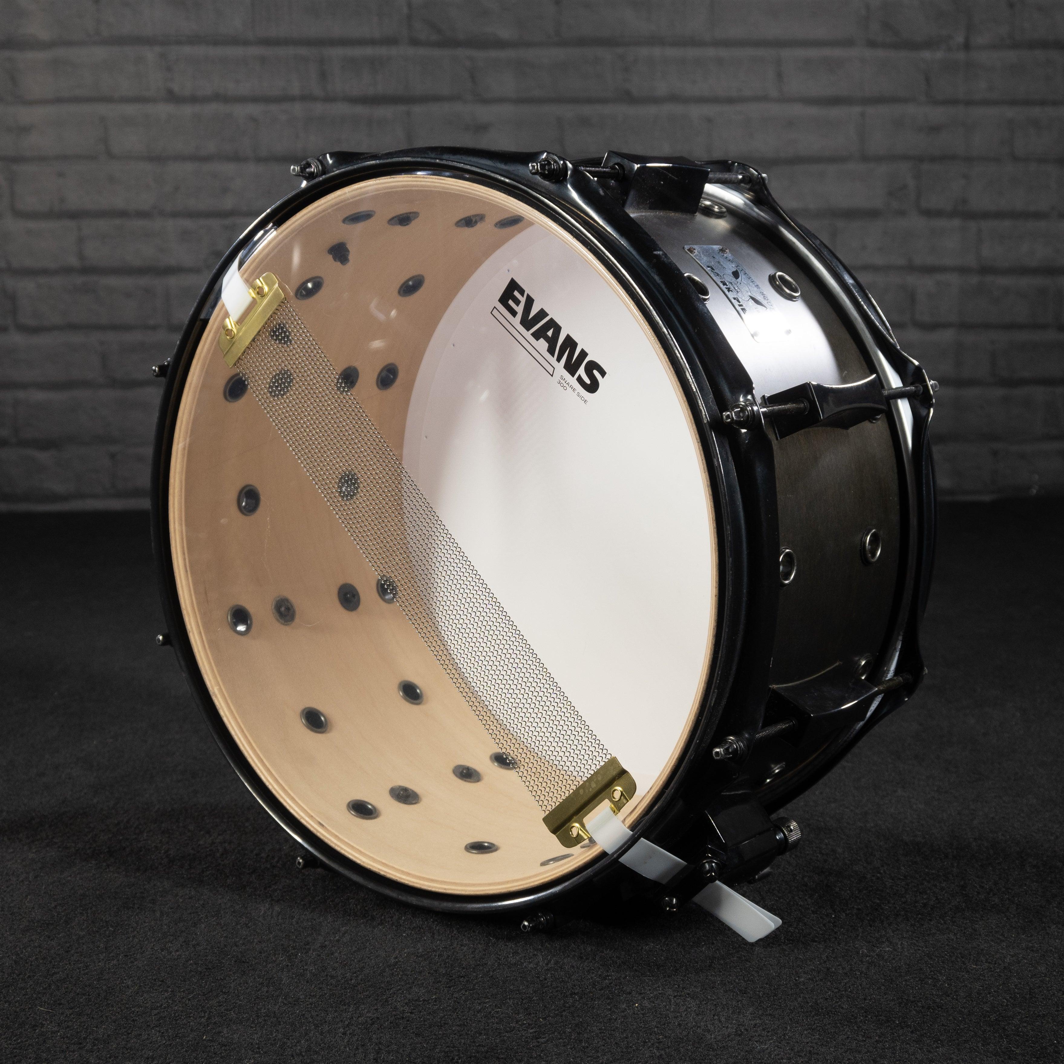 Pork Pie Little Squealer Vented Snare Drum 7 x 13 (Satin Black Ebony) - Impulse Music Co.