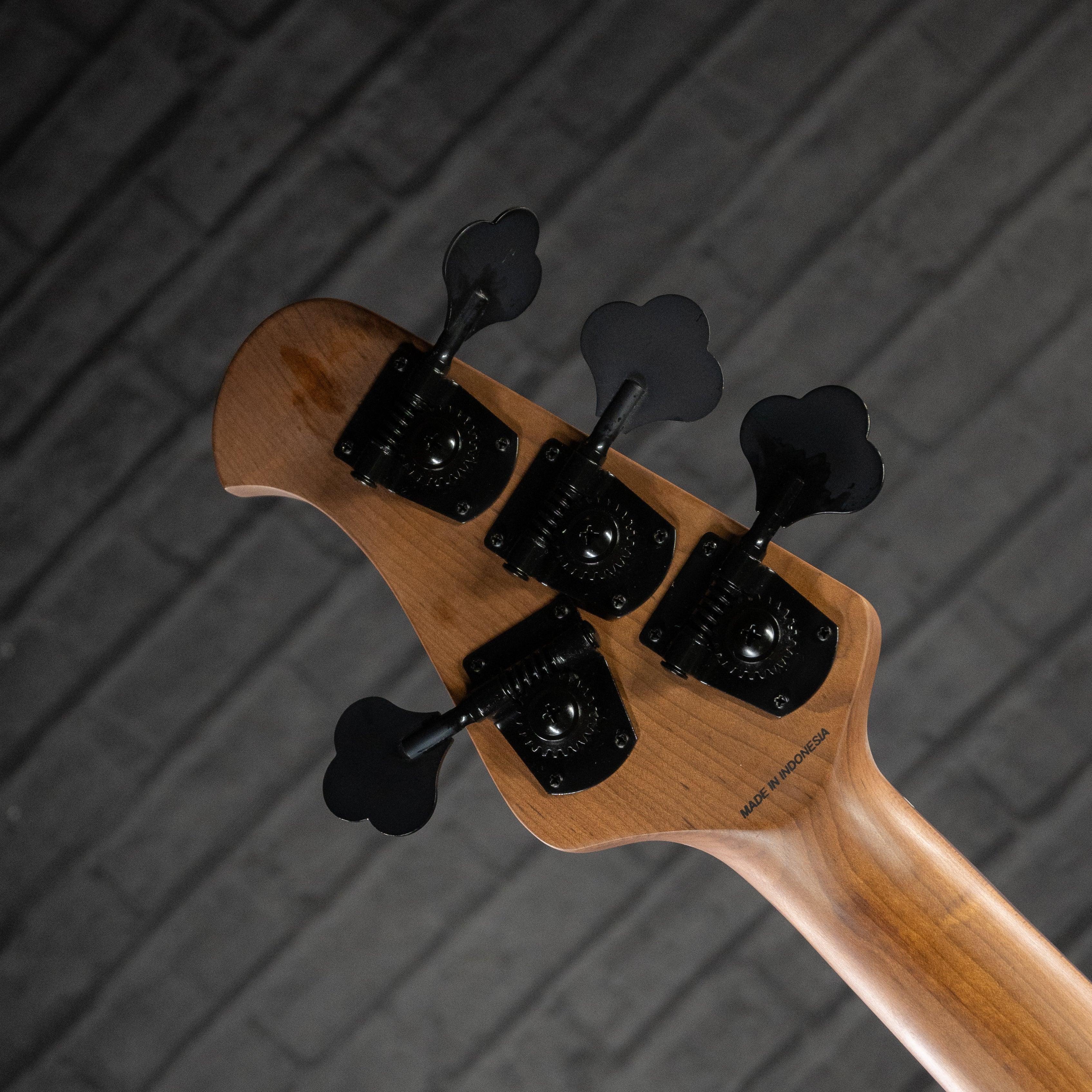 Sterling by Music Man StingRay Ray34HH Poplar Burl (Amber) - Impulse Music Co.