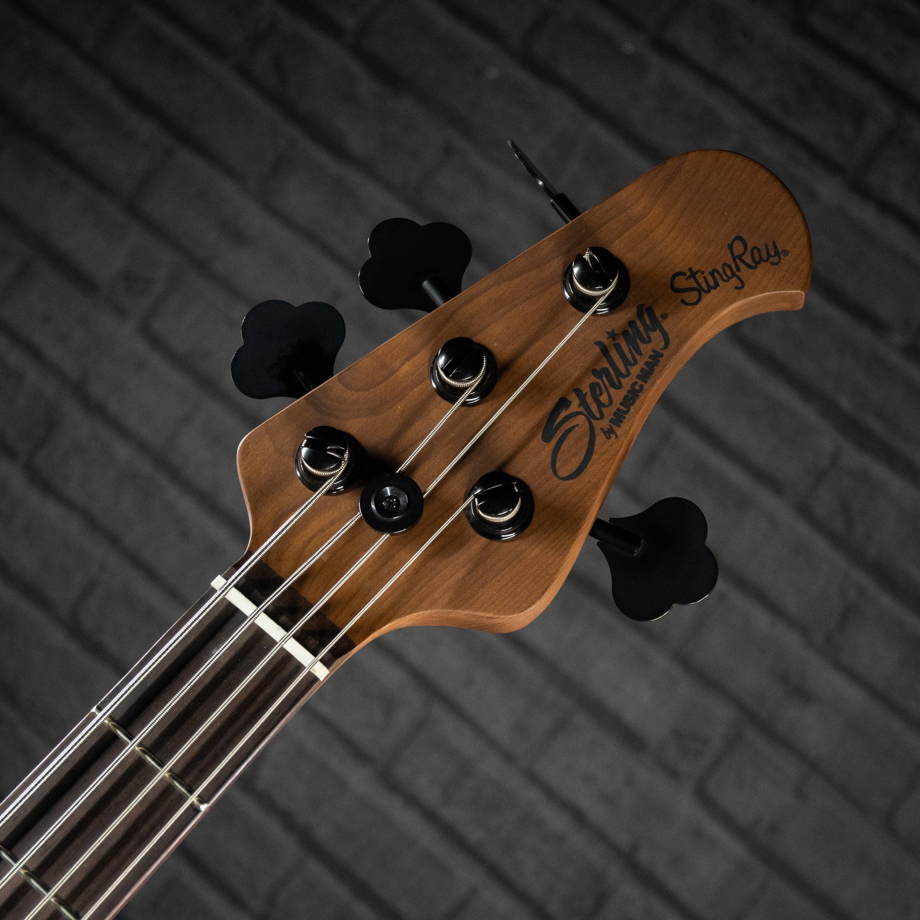 Sterling by Music Man StingRay Ray34HH Poplar Burl (Amber) - Impulse Music Co.