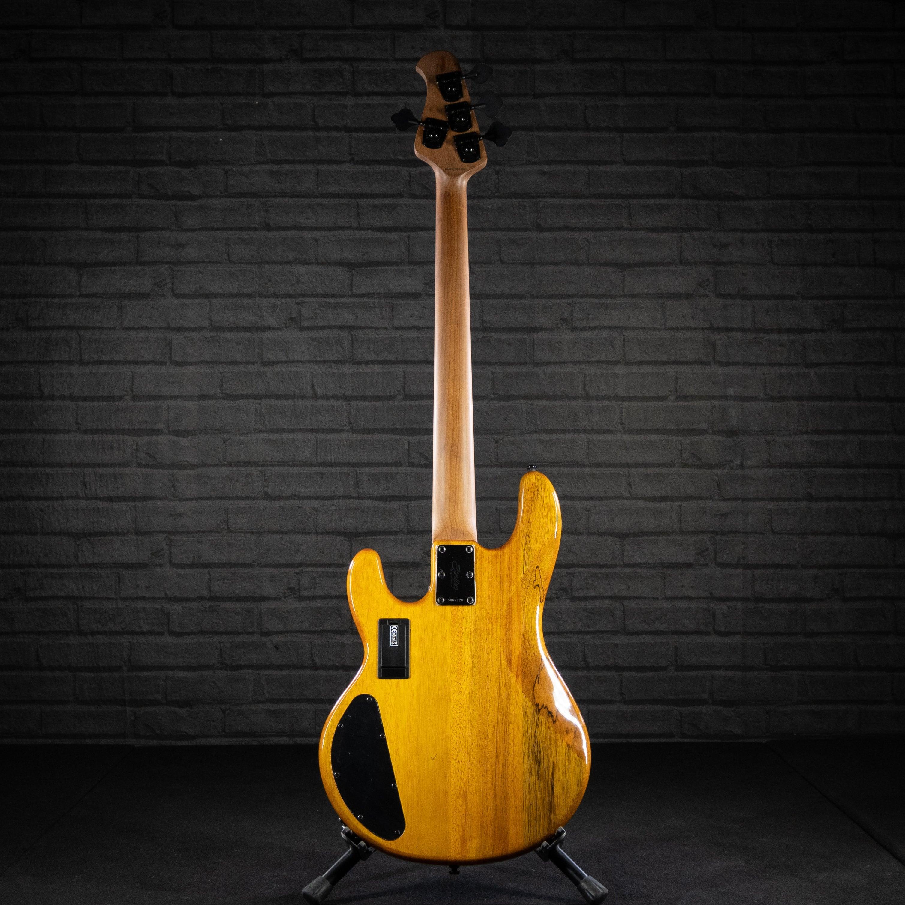 Sterling by Music Man StingRay Ray34HH Poplar Burl (Amber) - Impulse Music Co.