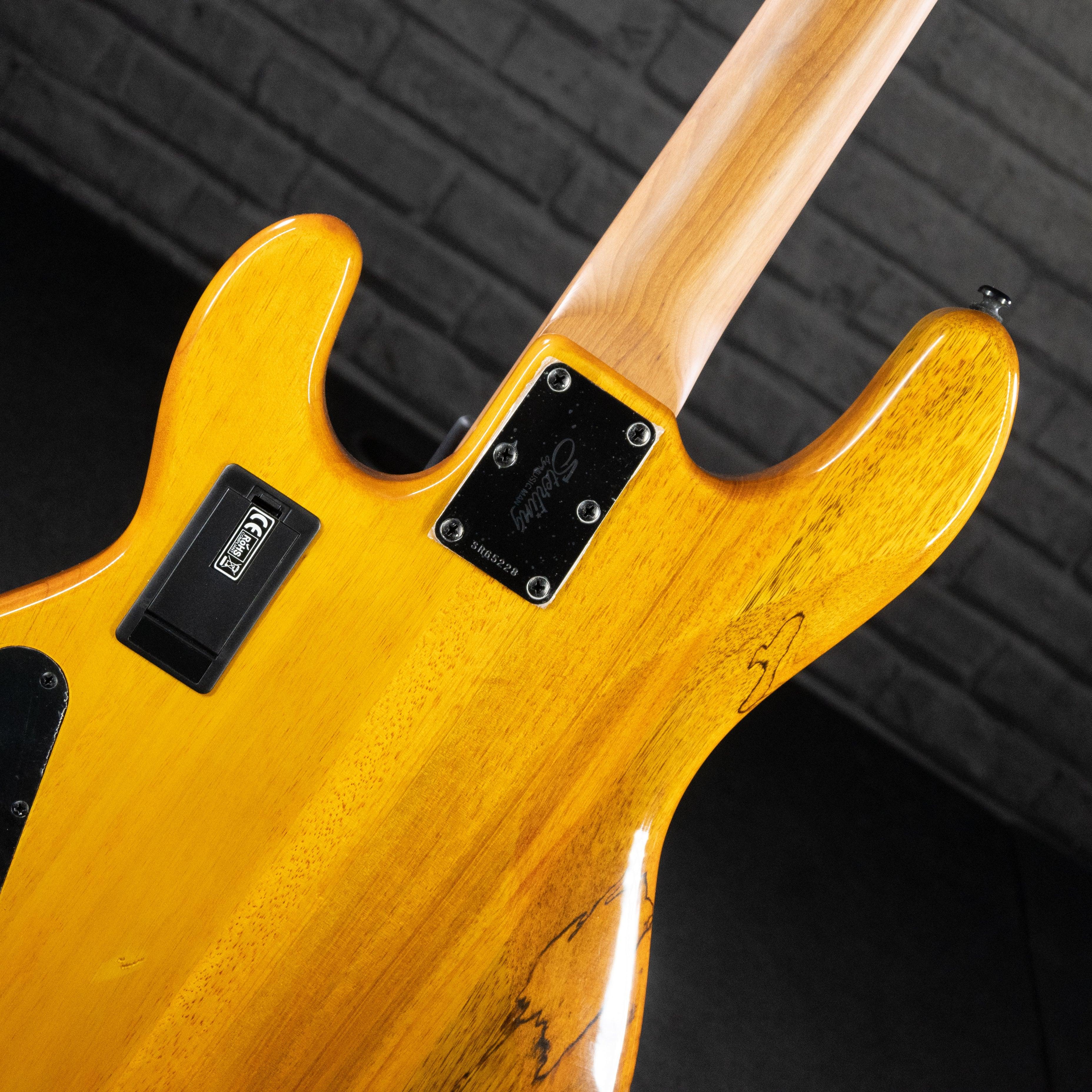 Sterling by Music Man StingRay Ray34HH Poplar Burl (Amber) - Impulse Music Co.