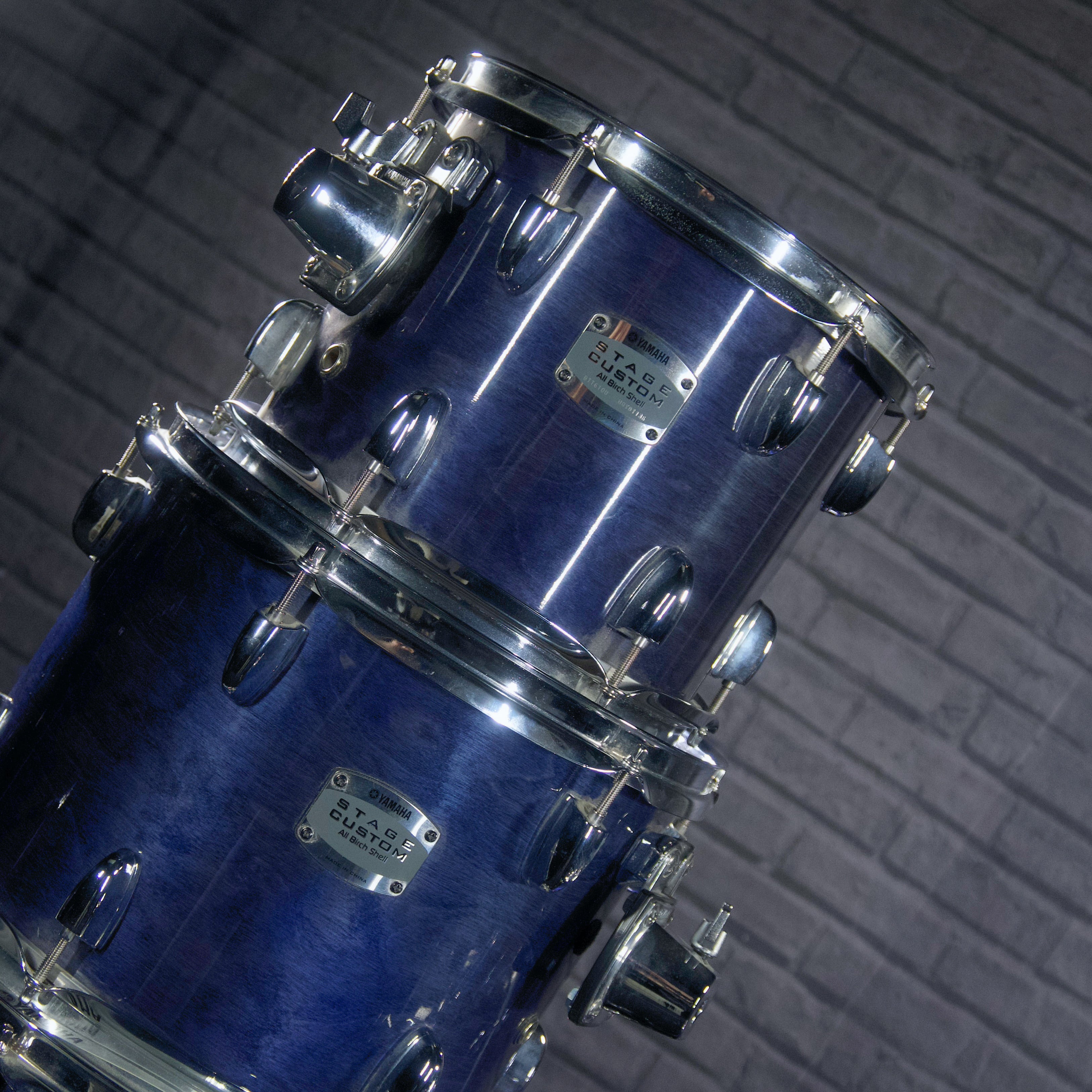 Yamaha Stage Custom 5 Piece Kit w/ Hardware, Cymbals & Cases USED (Midnight Blue)