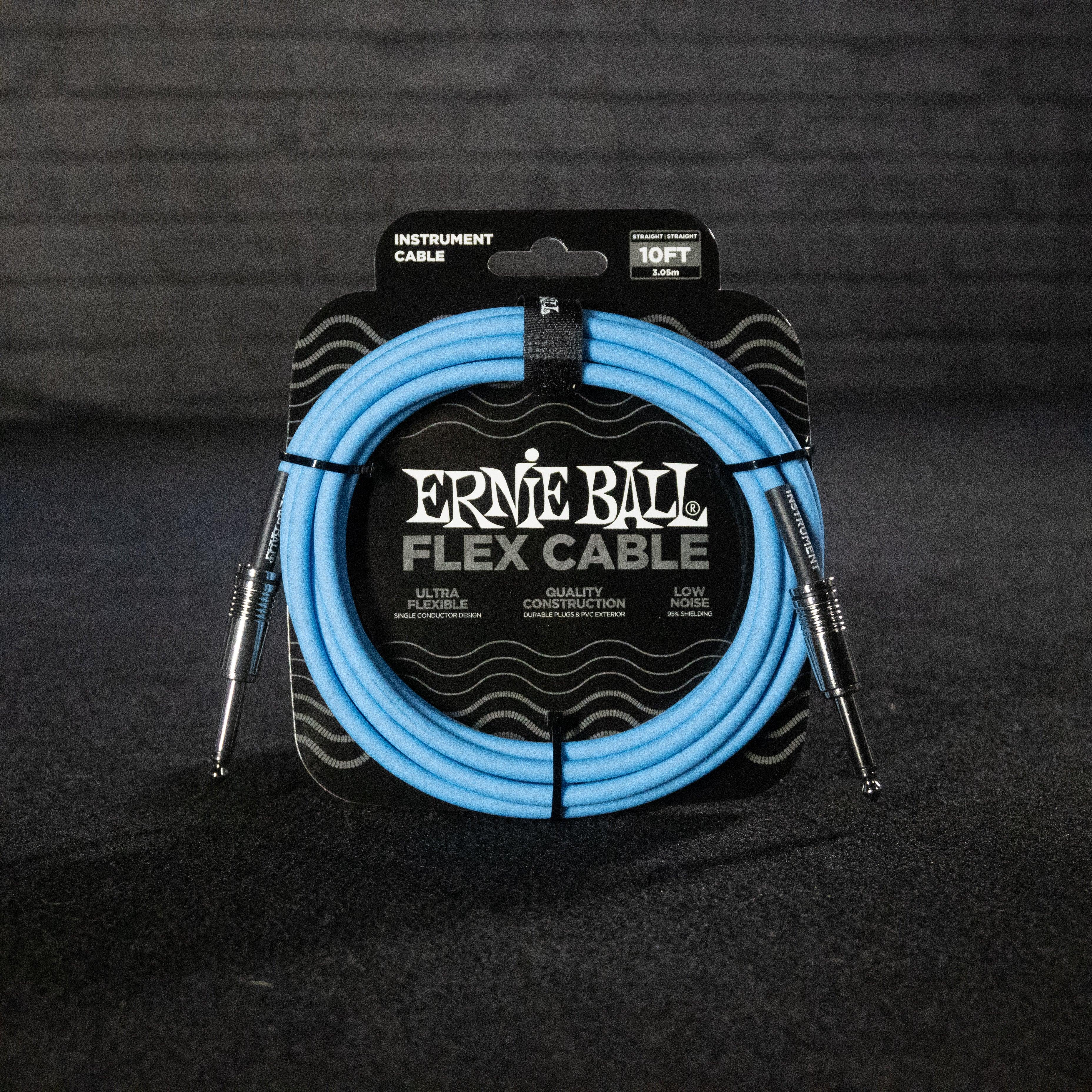 Ernie Ball Flex Instrument Cable Straight/Straight 10ft (Blue) - Impulse Music Co.