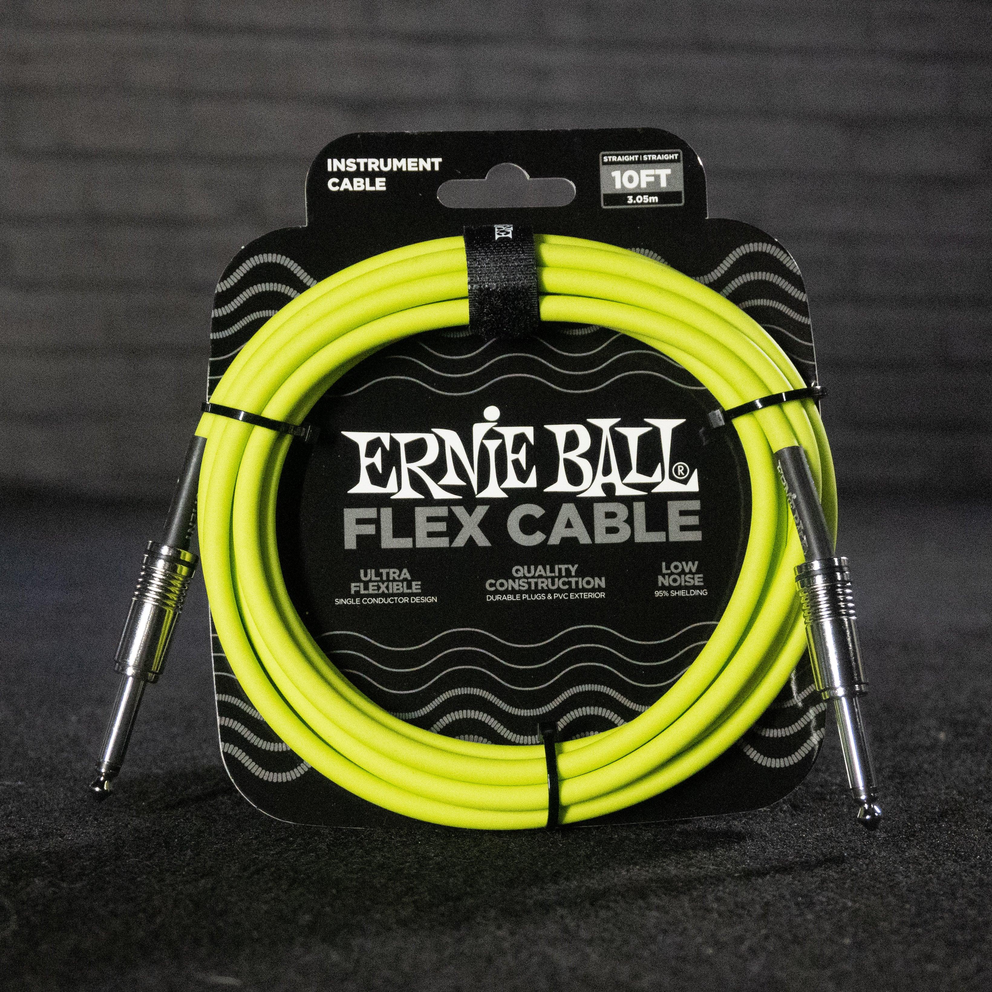 Ernie Ball Flex Instrument Cable Straight/Straight 10ft (Green) - Impulse Music Co.