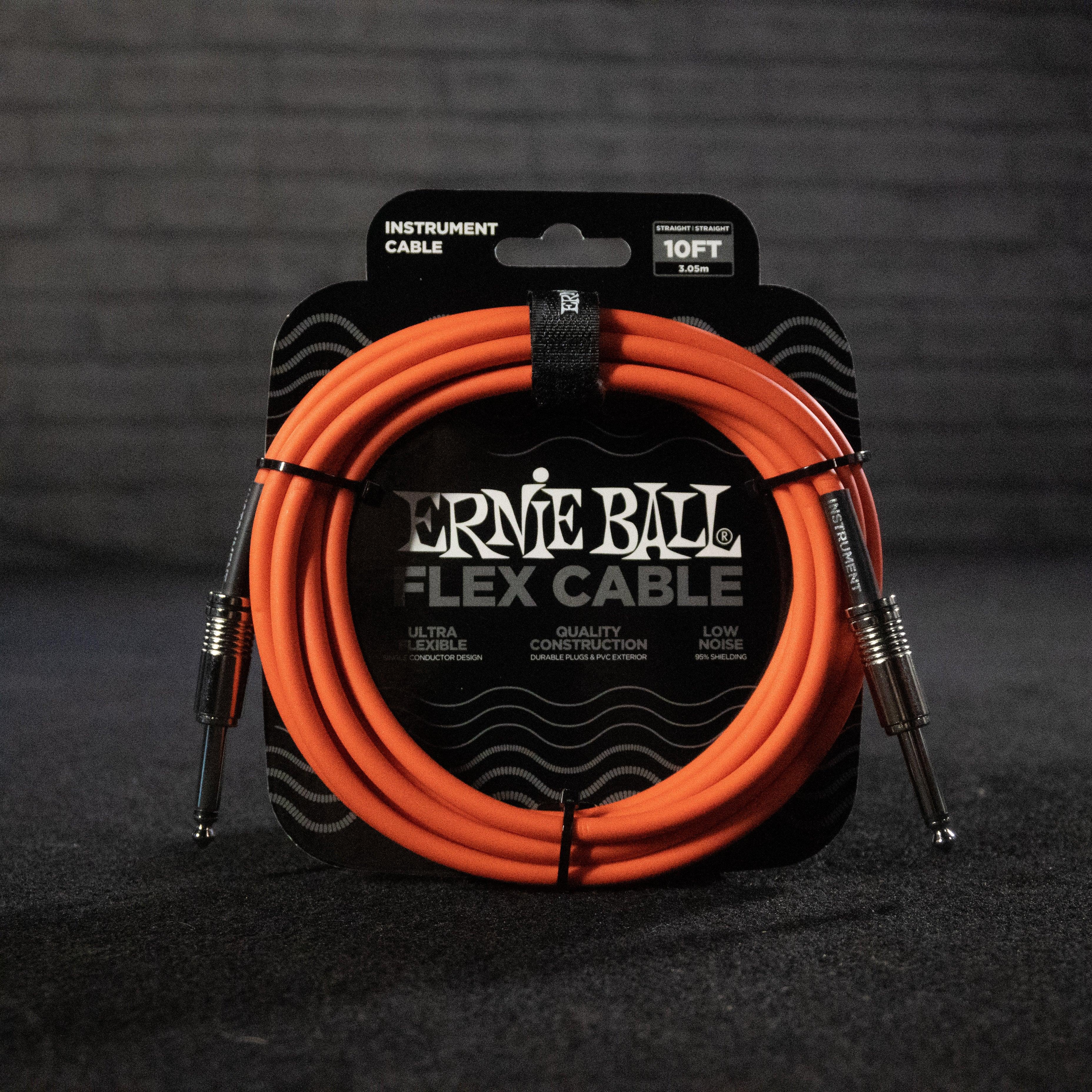 Ernie Ball Flex Instrument Cable Straight/Straight 10ft (Orange) - Impulse Music Co.