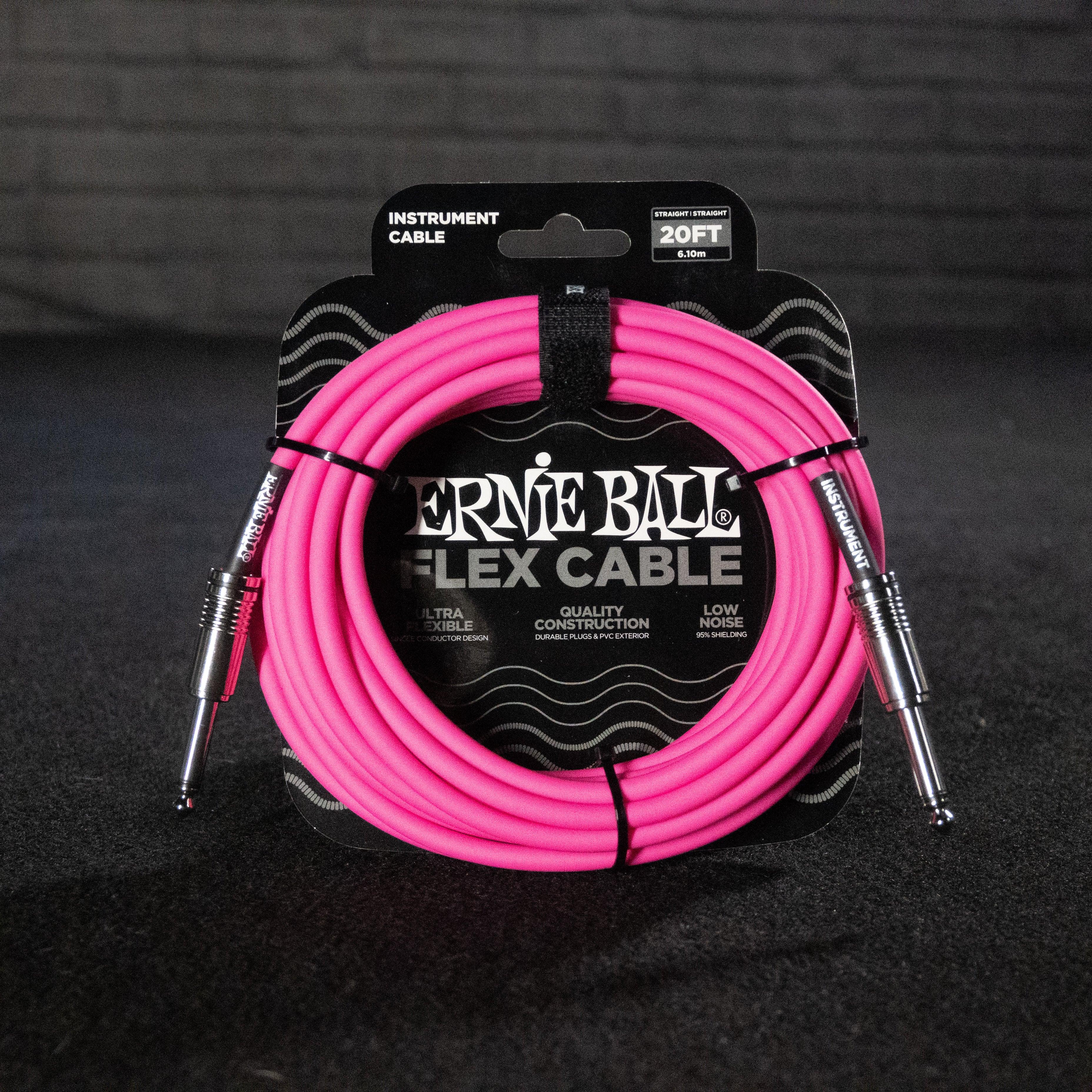 Ernie Ball Flex Instrument Cable Straight/Straight 20ft (Pink) - Impulse Music Co.