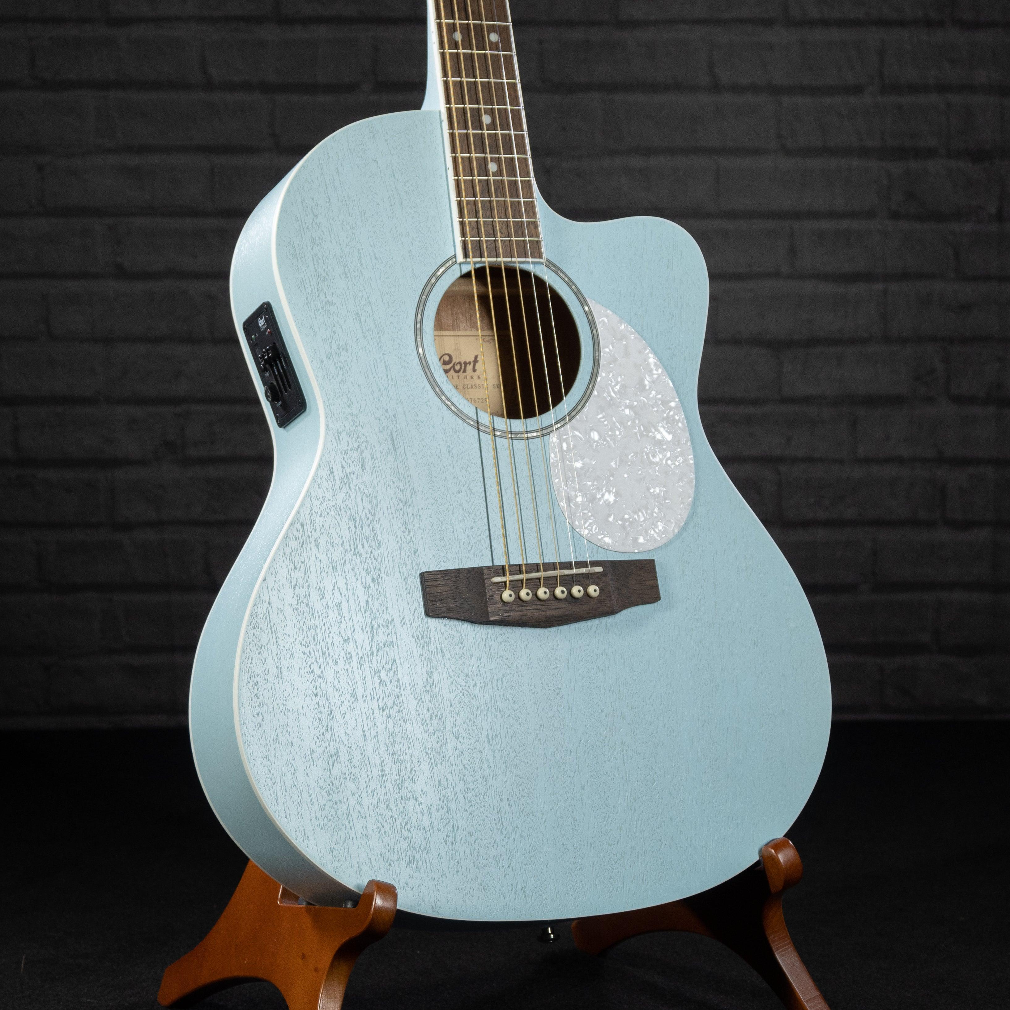 Cort Jade Series Acoustic/Electric Guitar (Sky Blue Open Pore) - Impulse Music Co.