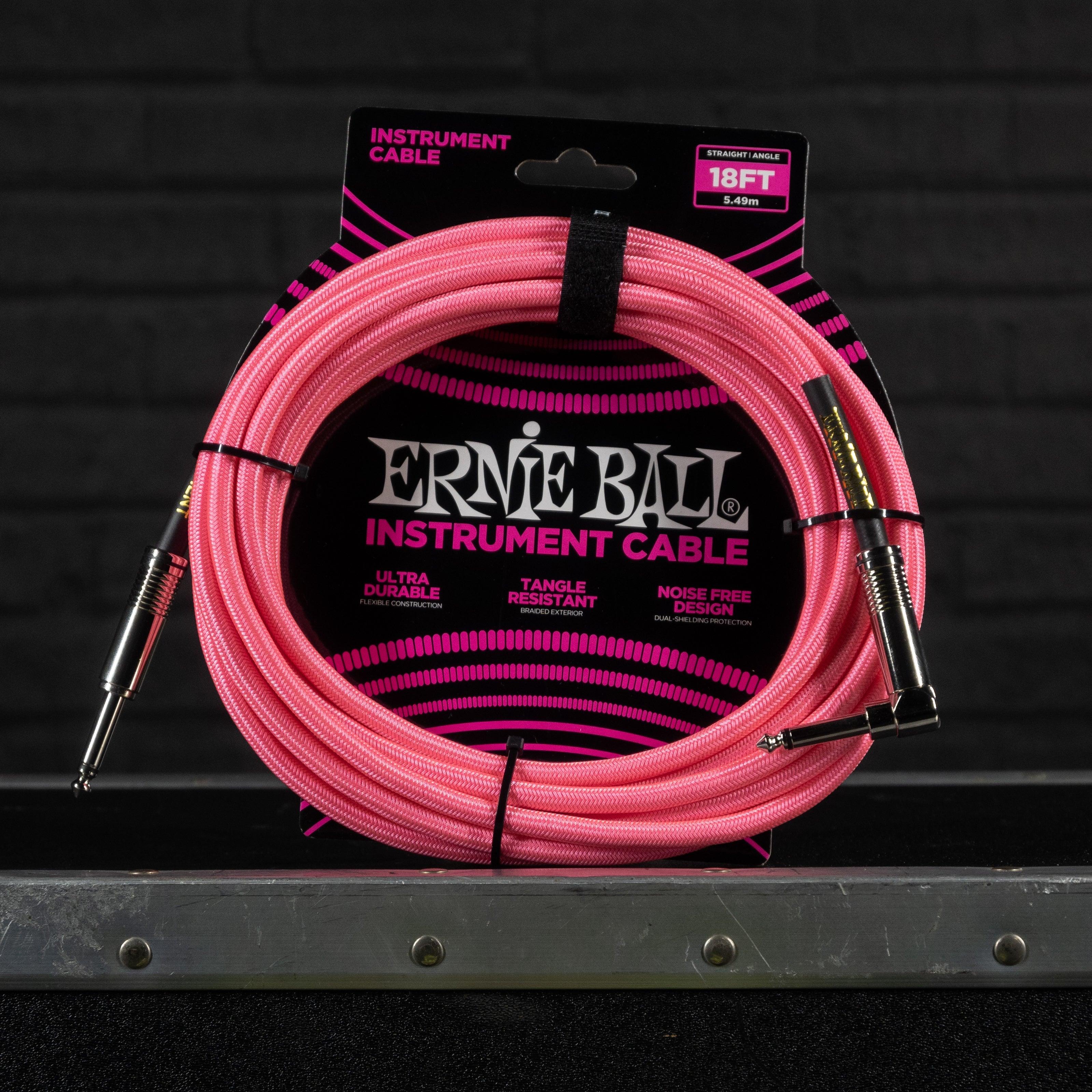 Ernie Ball 18' Straight/Angle Instrument Cable Neon Pink - Impulse Music Co.