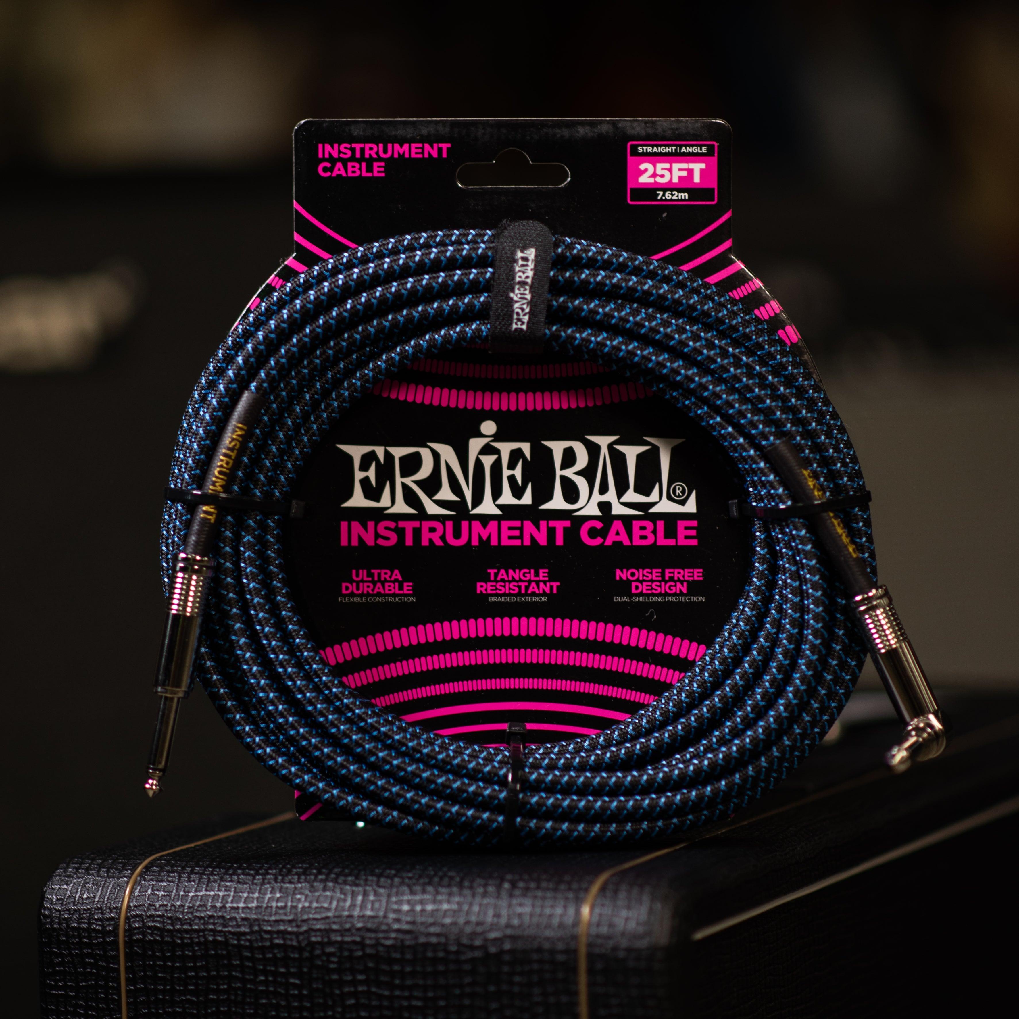 Ernie Ball Instrument Cable Blue/Black 25 ft. - Impulse Music Co.