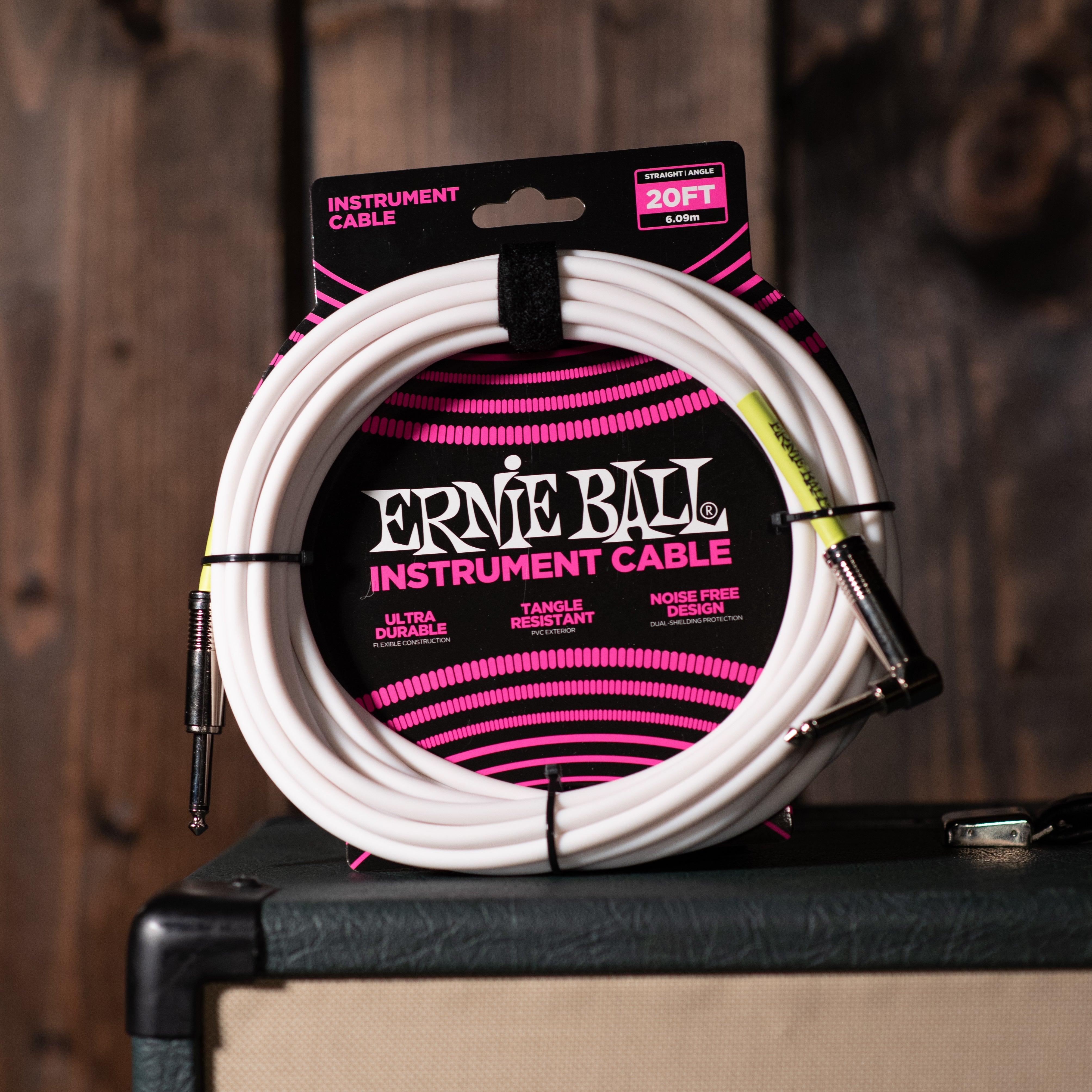 Ernie Ball Instrument Cable White 20 ft. - Impulse Music Co.