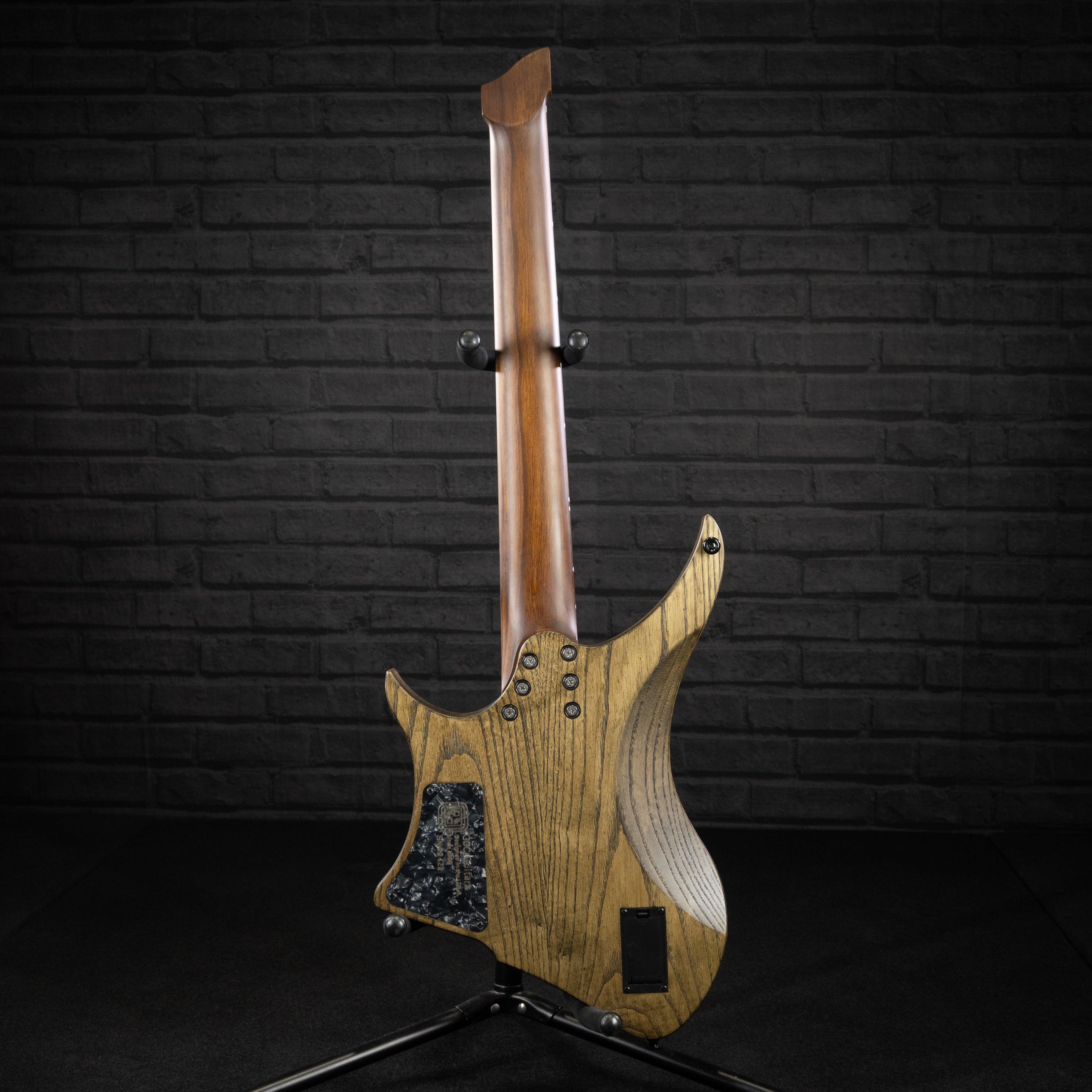 GOC Materia Headless Guitar 7 String E Series (Golden Camphor Burl) #00422 - Impulse Music Co.