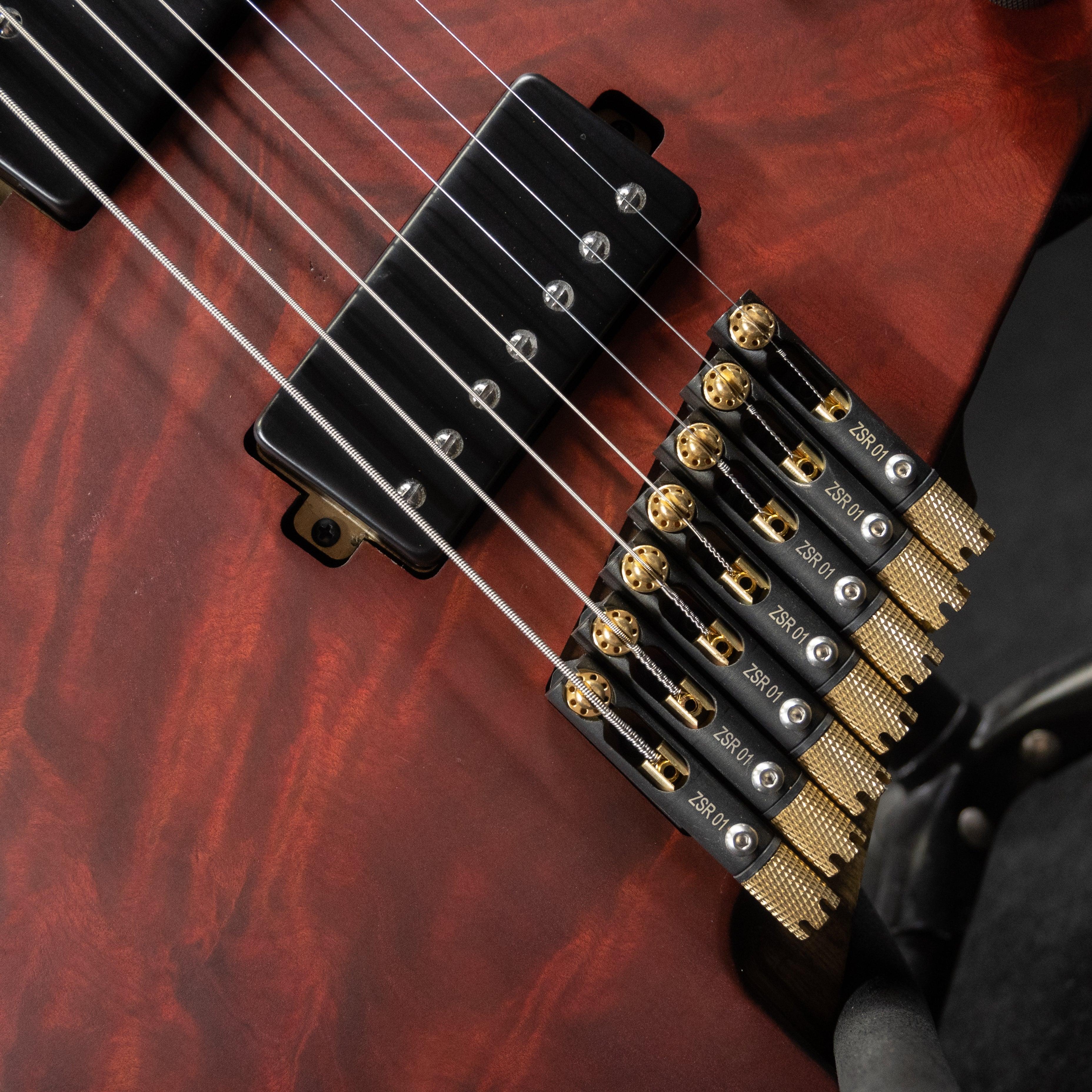 GOC Materia Headless Guitar 7 String E Series (Worn Red Flame) #00423 - Impulse Music Co.