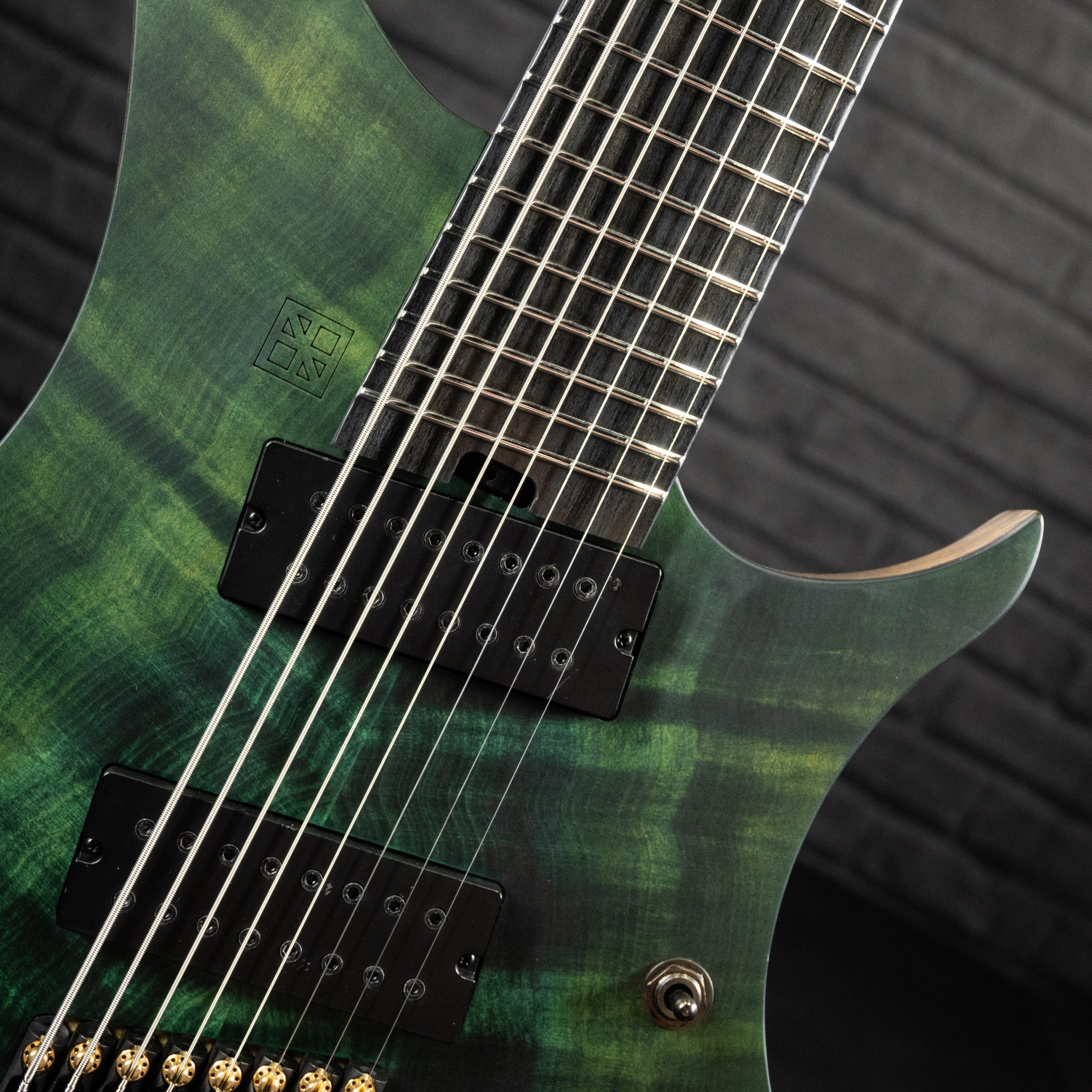 GOC Materia Headless Guitar 8 String E Series (Emerald Flame) #00425 - Impulse Music Co.