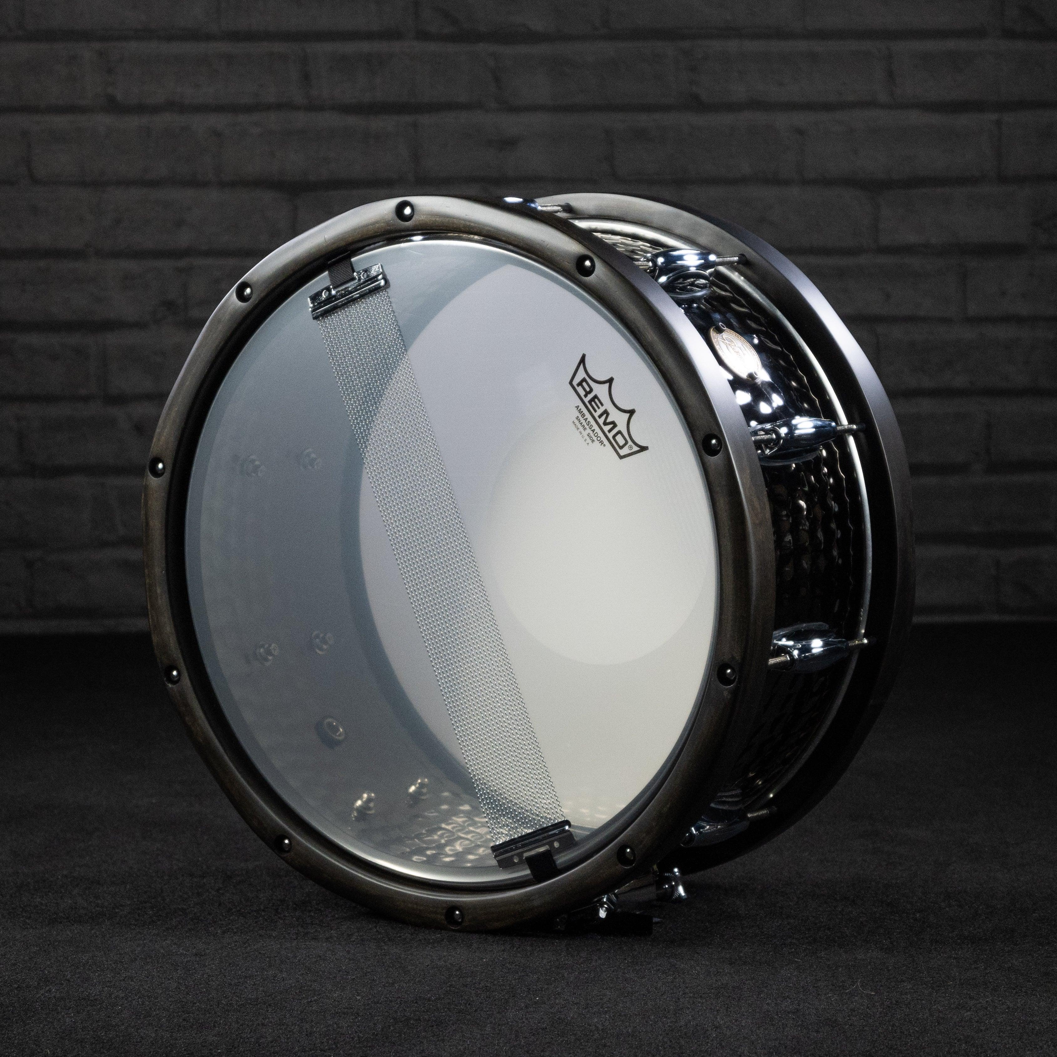 Gretsch Drums 6.5X14 Hammered Black Steel Wood Hoop Snare Drum - Impulse Music Co.